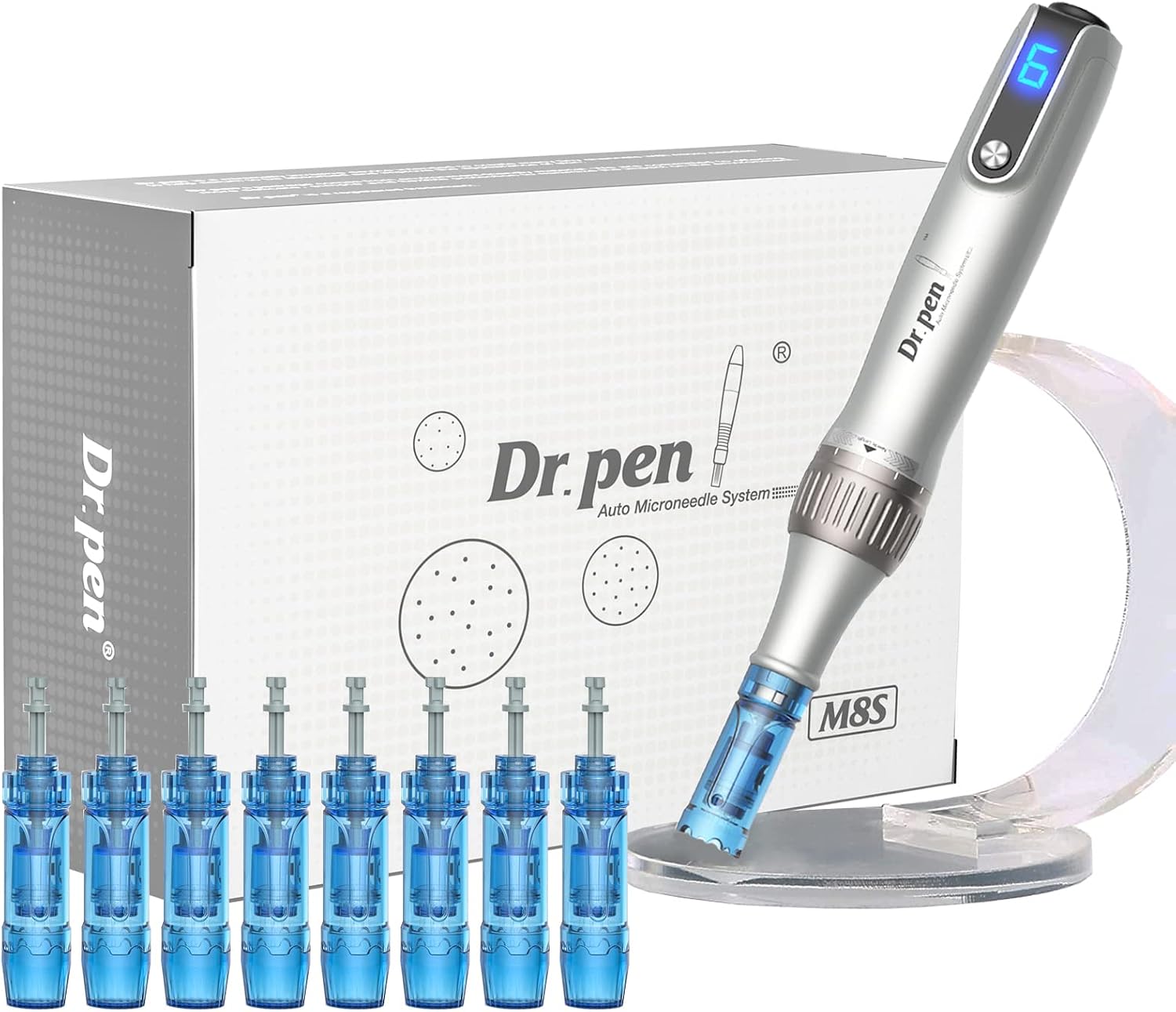 قلم میکرونیدلینگ دکتر پن Dr.Pen Ultima M8S Microneedling Professional, Wireless Skin Microneedle Skin Derma Auto Pen Micro Needle Pen برای صورت و بدن و ریش، با 9 کارتریج و محفظه نگهداری