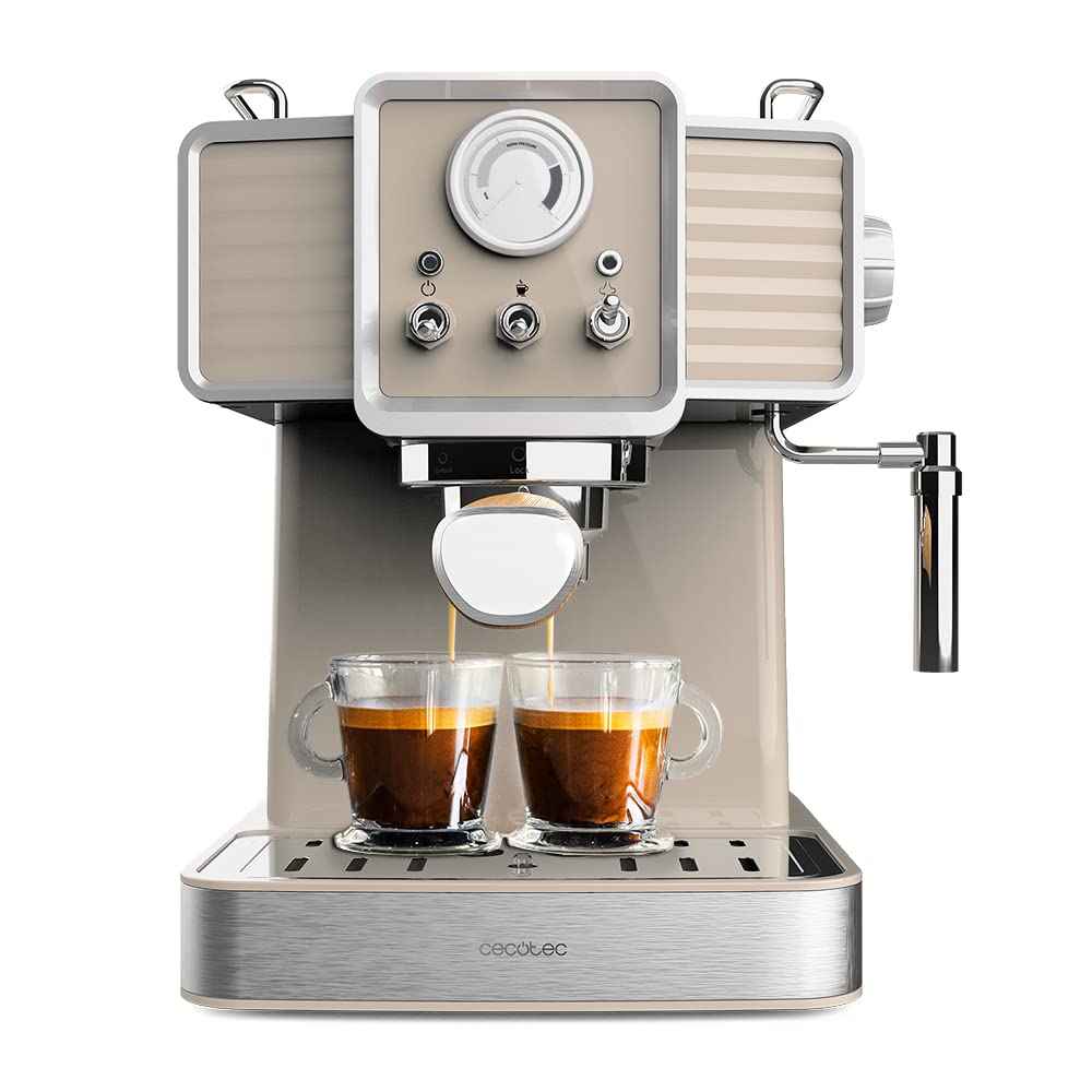 اسپرسو ساز سکوتک اسپانیا Cecotec Power Espresso 20 Tradizionale Light Beige اسپرسو و کاپوچینو، ۲۰ بار و ترموبلاک، ظرفیت ۱.۵ لیتر