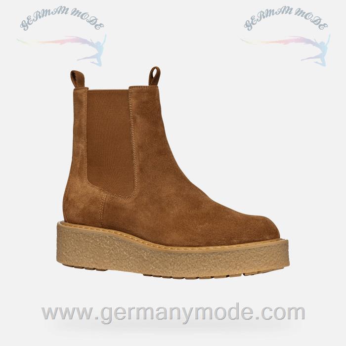 نیم بوت زنانه جی اوکس ایتالیا GEOX WILDLEDERSTIEFELETTEN Elidea Dame Tabak