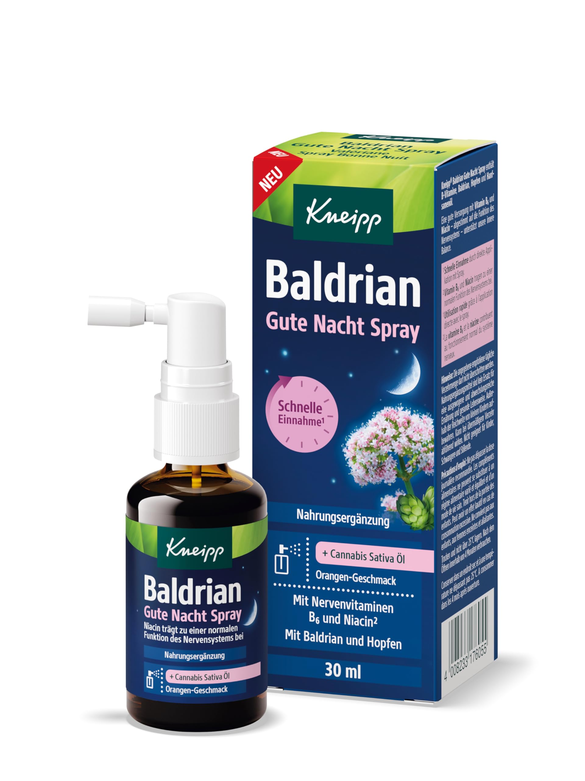 اسپری شب بخیر Kneipp Valerian - با روغن کانابیس ساتیوا - طعم پرتقال - 30 میلی لیتر