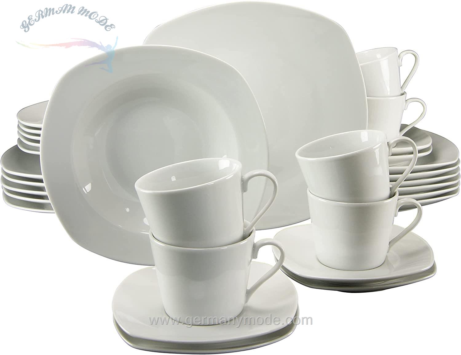 سرویس غذاخوری چینی 30 پارچه 6 نفره کراتیبل CreaTable Tafelservice Amelie (30-tlg), Porzellan, Service, weiß