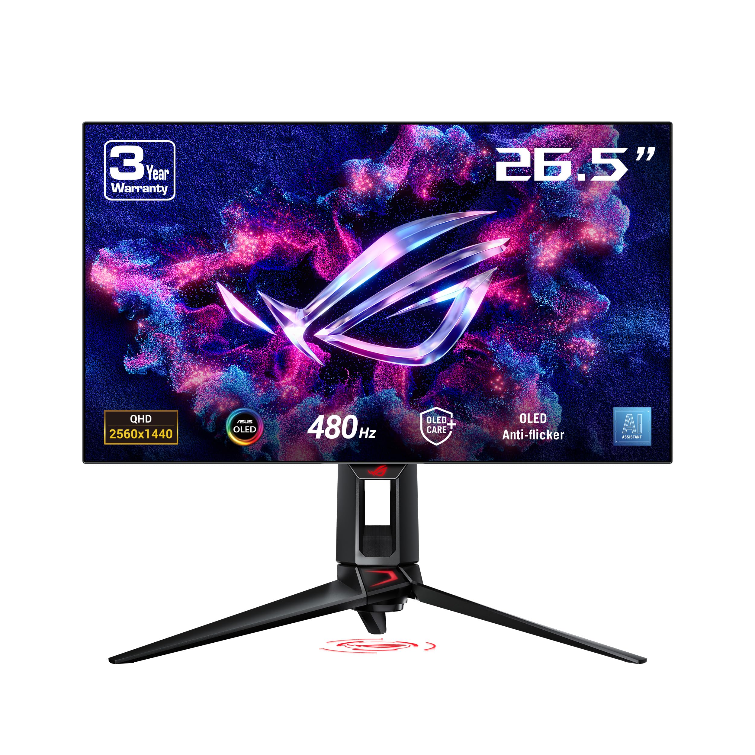 مانیتور ASUS ROG Swift OLED PG27AQDP، مانیتور گیمینگ 27 Zoll WQHD، 480 هرتز، 0.03 میلی‌ثانیه GtG، G-Sync، FreeSync، ROG AI، GameFast، HDR 400 TB، پانل WOLED 10 بیتی، 240609، 16:10 USB-Hub، ergon 27 Zoll OLED WQHD 2560x1440 480 Hz، G-Sync، HDR400 TB