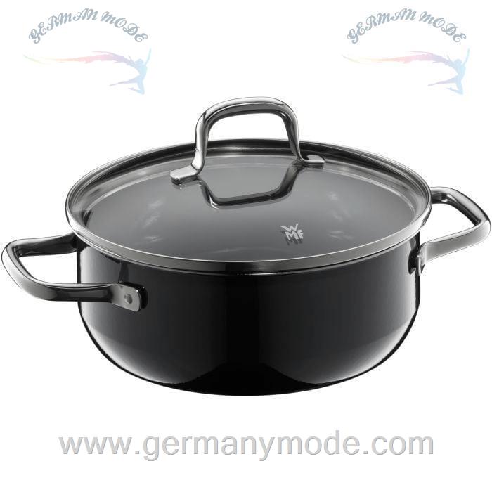 قابلمه 20 سانت درب شیشه ای وی ام اف آلمان WMF FUSIONTEC ESSENTIAL BRATENTOPF MIT DECKEL, 20 CM, BLACK