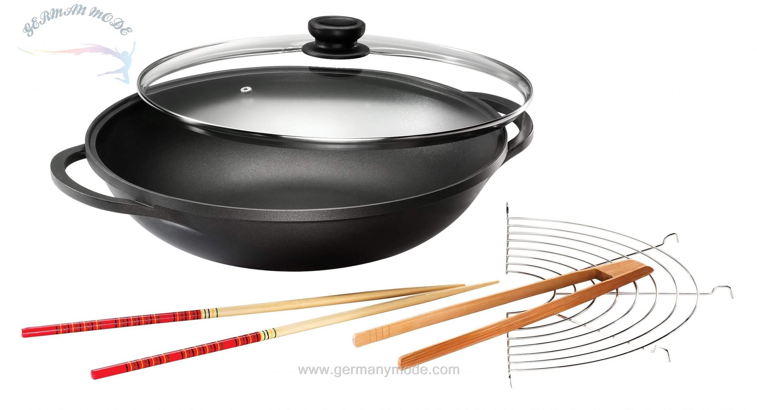 ماهیتابه چدنی کرشر آلمان Karcher Wok Aluguss 36 cm
