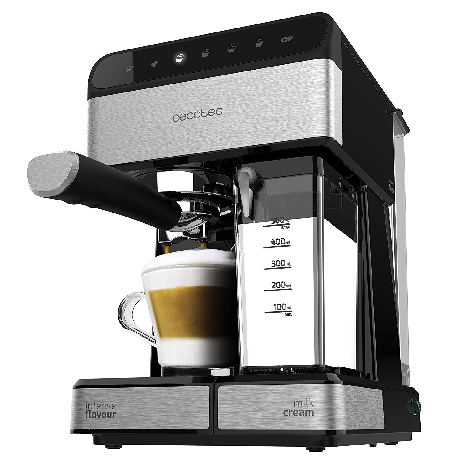 اسپرسو ساز سکوتک اسپانیا نیمه اتوماتیک Cecotec مدل Power Instant-ccino 20 Touch سری Nera فشار ۲۰ بار، مخزن شیر ۵۰۰ میلی‌لیتر