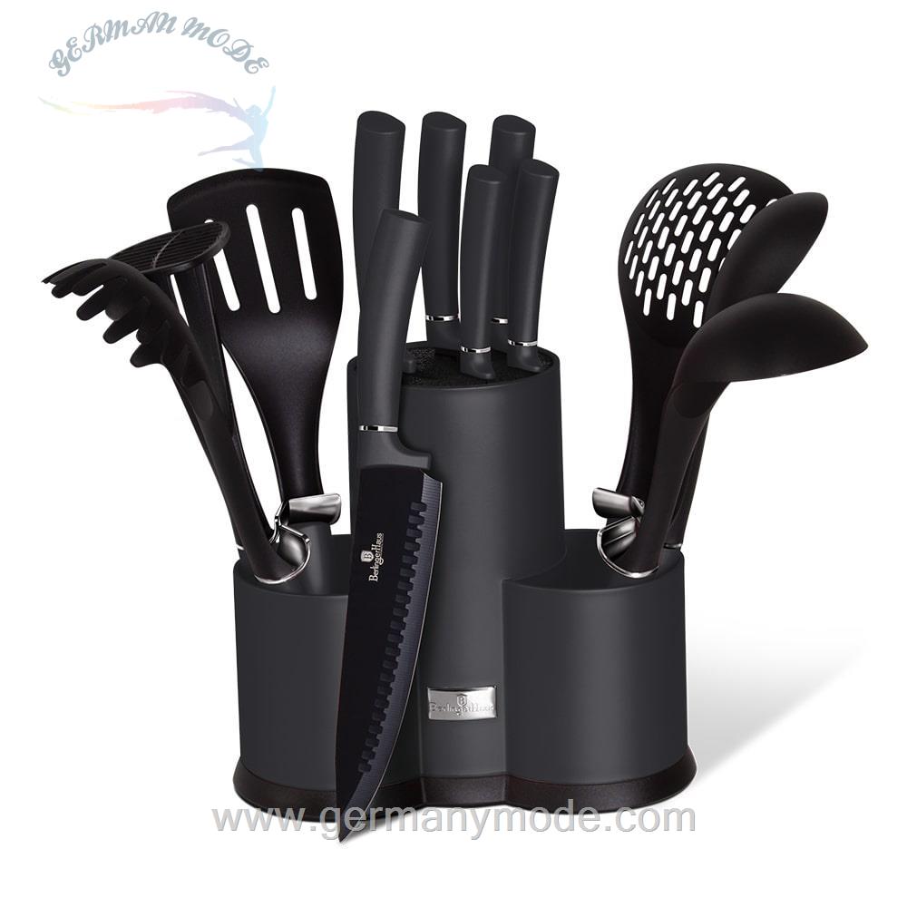 ست چاقو آشپزخانه 12 پارچه با کفیر ملاقه برلینگر هاوس مجارستان BERLINGER HAUS 12-PIECE KNIFE / KITCHEN UTENSILS SET BH-6259 CARBON PRO COLLECTION