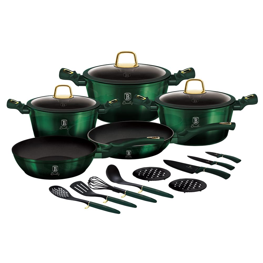 خرید از آمازون - Berlinger Haus 17-teiliges Kochgeschirr-Set (Smaragd) Smaragdgrün