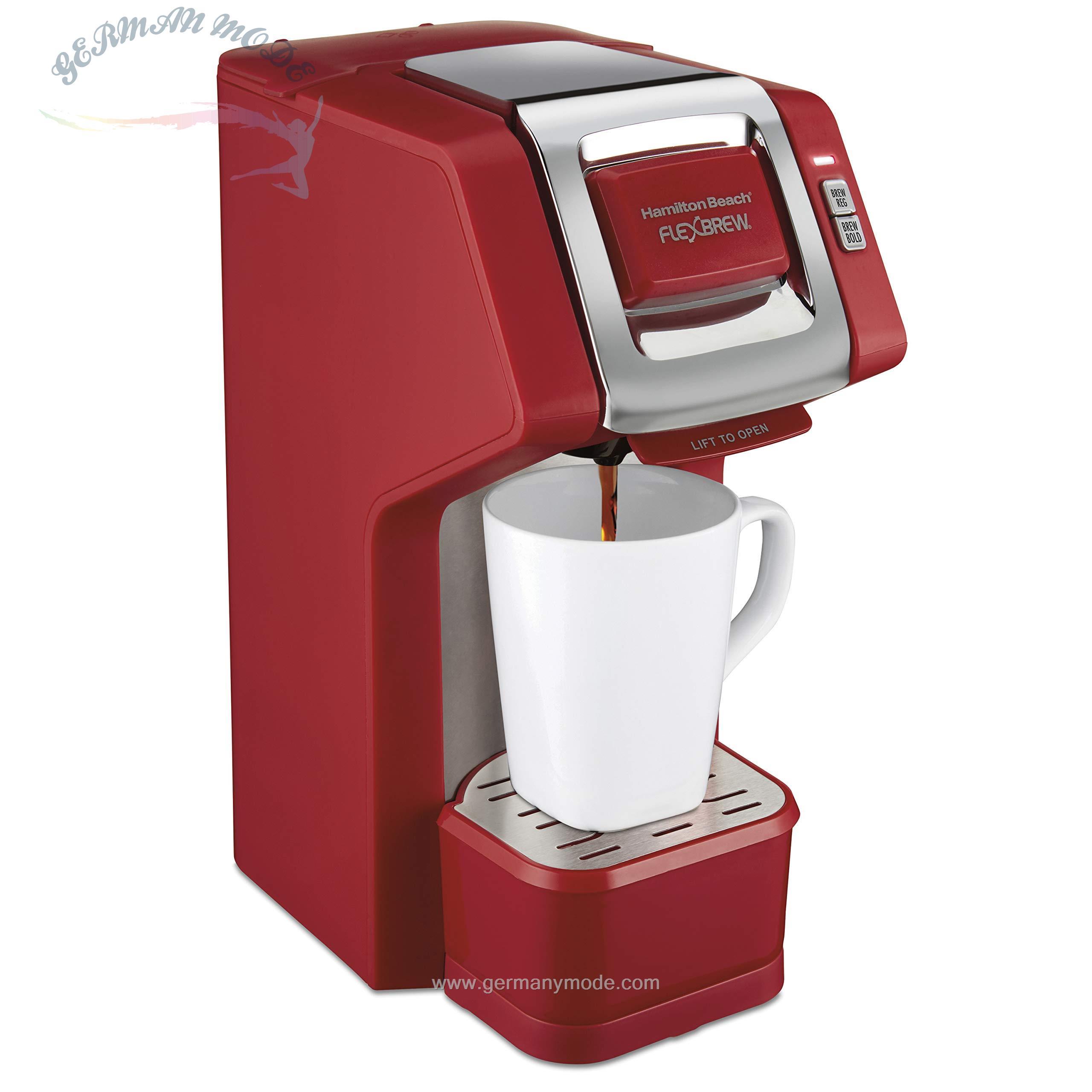 قهوه ساز همیلتون بیچ آمریکا 49945 FlexBrew Single-Serve Coffee Maker، سازگار با پک و پودر پاد، قرمز تک سرو قرمز