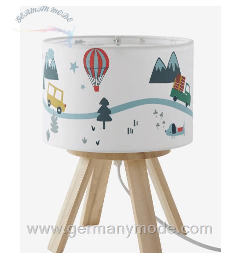 آباژور اتاق کودک ورت فرانسه Vertbaudet Kinder NachttischlampeBerge - weiß bedruckt/natur