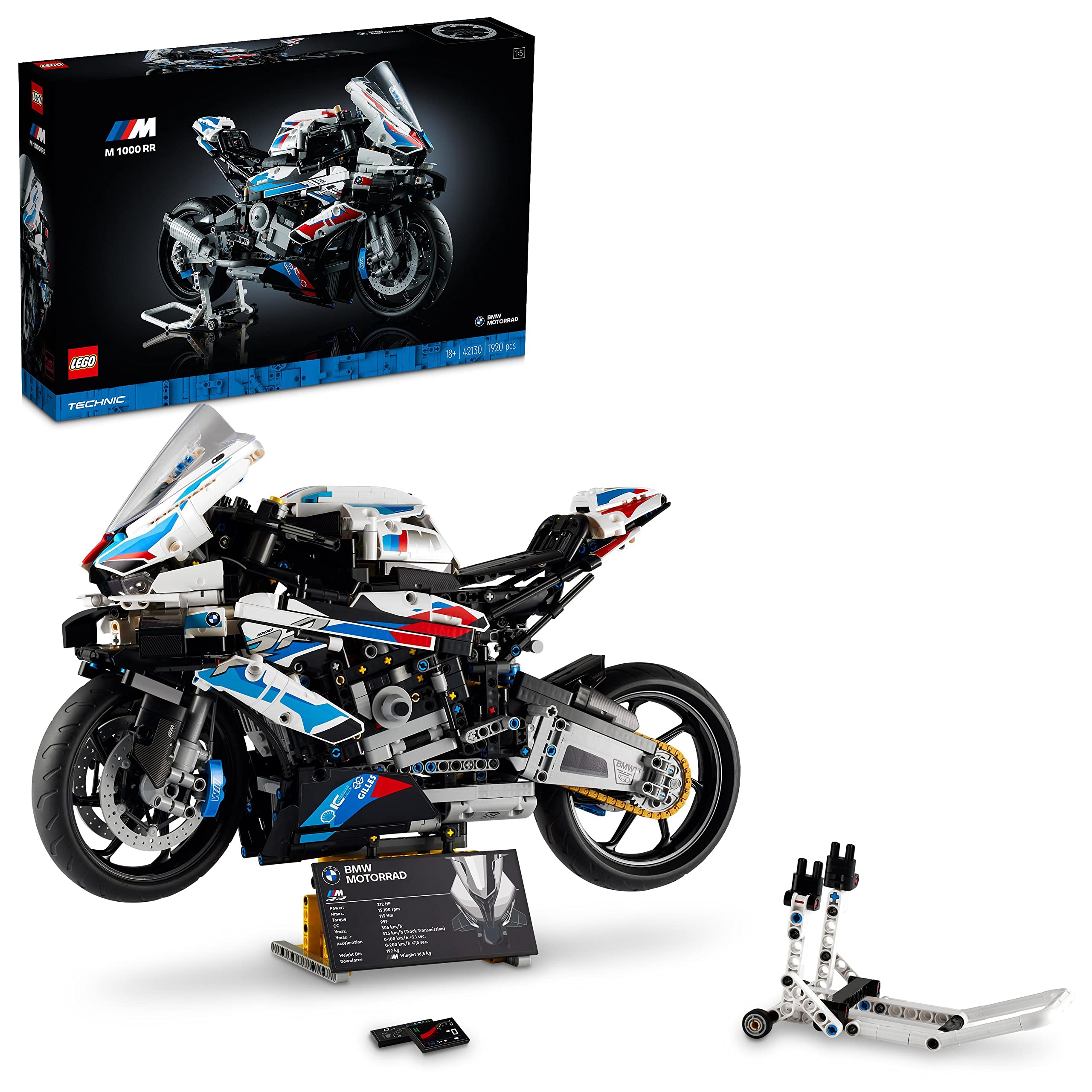 خرید از آمازون - موتور سیکلت LEGO Technic BMW M 1000 RR مدل کیت بزرگسالان ست هدیه کاردستی برای خانم ها و آقایان به عنوان دکوراسیون منزل یا محل کار 42130 تک