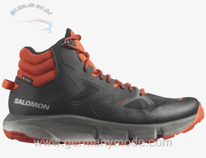 کتانی پیاده روی مردانه سالامون فرانسه SALOMON PREDICT HIKE MID GORE-TEX Hikingschuhe Herren Black / Burnt Ochre / Vibrant Orange