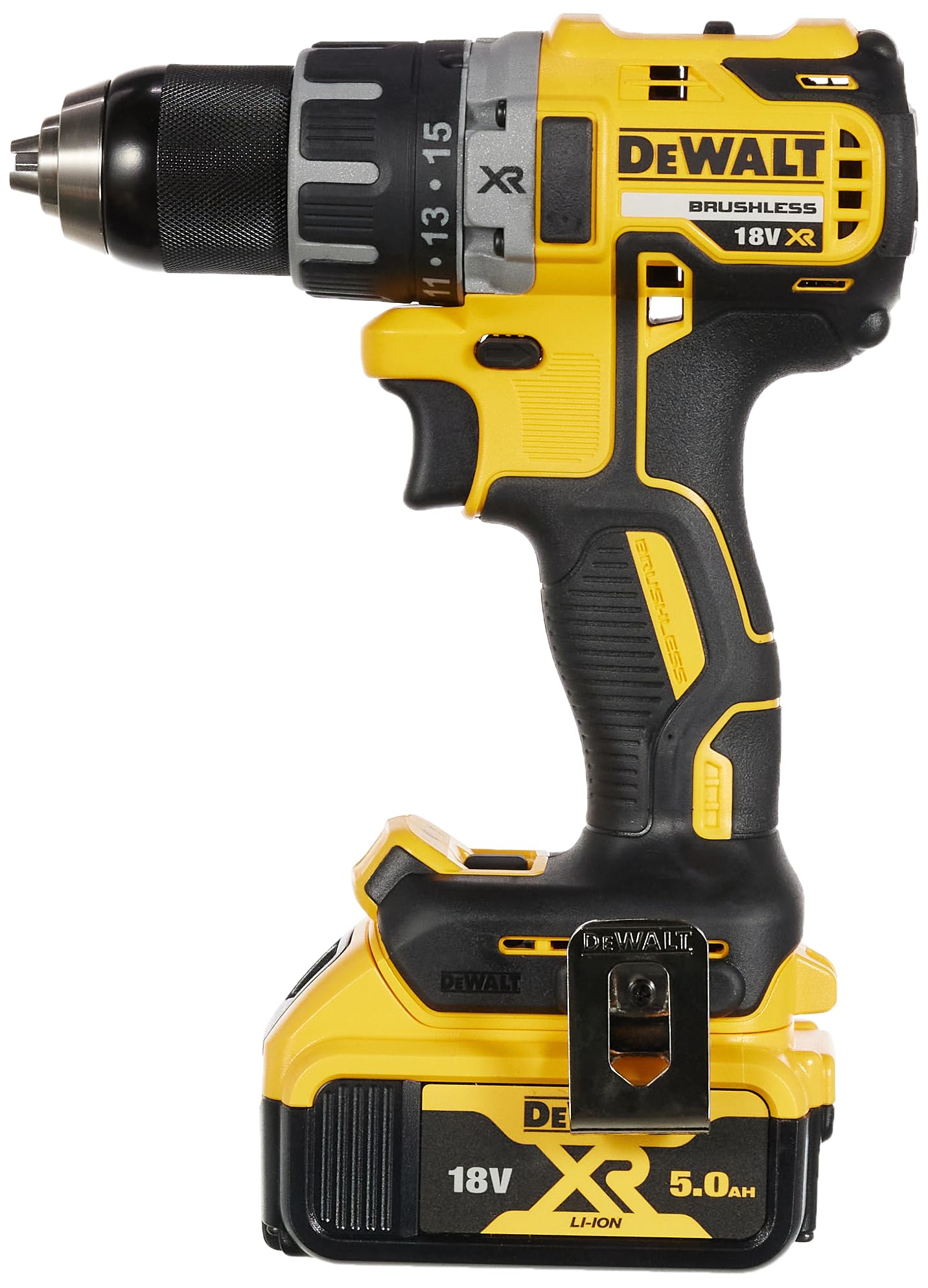 خرید از آمازون - DEWALT - Perceuse Visseuse Compact Brushless XR 18V Li-Ion 5Ah - DCD791P2-QW - Perceuse sans Fil avec Coffret TSTAK et Chargeur - 2 Vitesses (0-550/2000 tr/min) - Mandrin 13mm - 460W