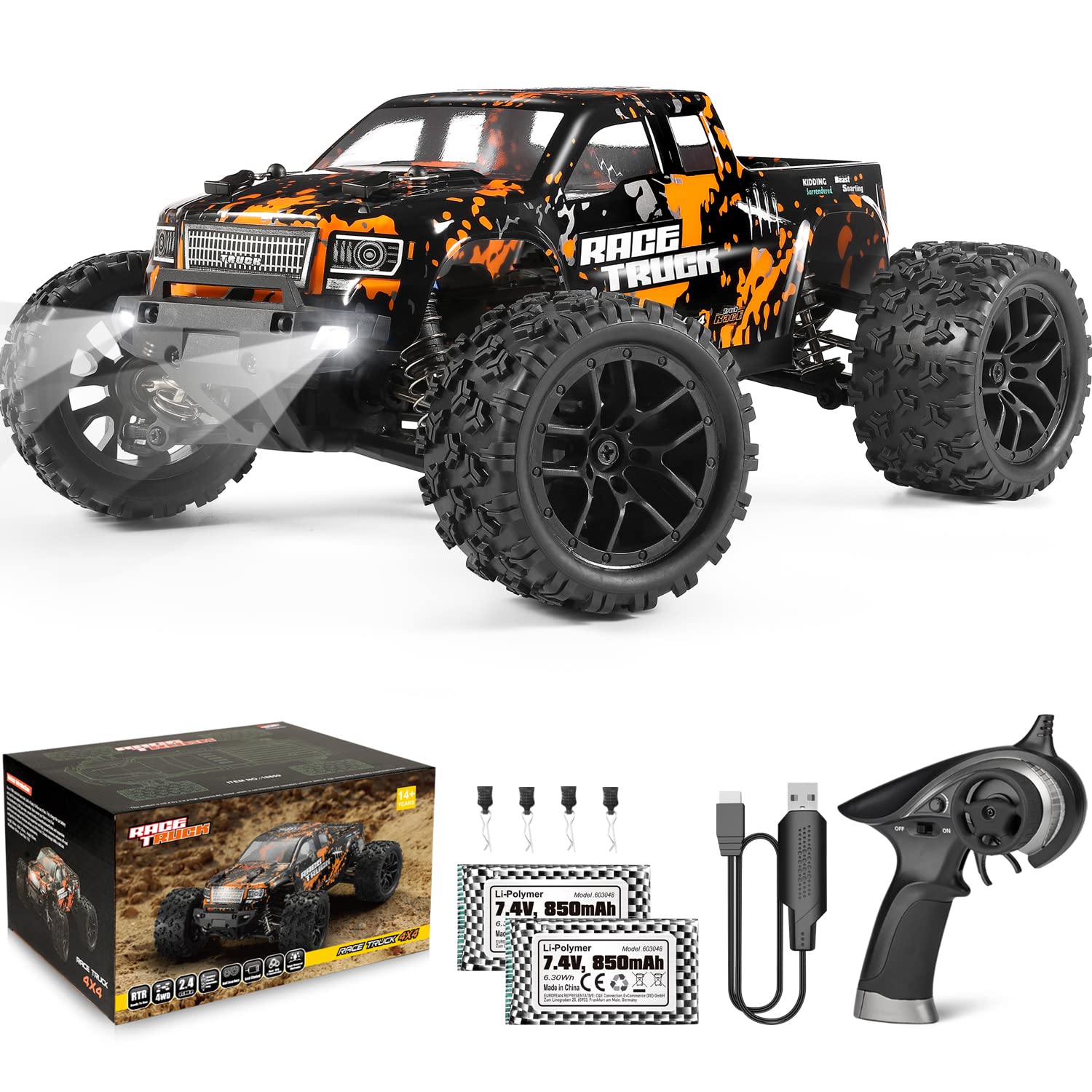 خرید از آمازون - HAIBOXING Remote Control Car 4WD RC Car 36 km/h Speed 1/18 Monster Truck 2.4GHz All Terrain Racing Car Crawler Vehicle Crawler Toy Toy هدیه برای کودکان بزرگسال