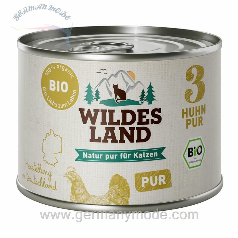 غذا مرطوب گربه اورگانیک سالم بزرگسالان وایلد آلمان WILDES LAND Bio PUR Adult 6x200g Huhn PUR