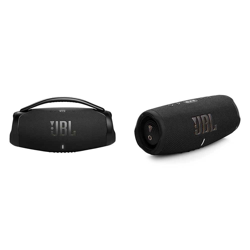 خرید از آمازون - JBL Boombox 3 WiFi، بلندگوی قابل حمل سازگار با بلوتوث و وای فای و شارژ 5 وای فای، بلندگوی قابل حمل، اتصال بلوتوث و وای فای، صدای Pro Original، اسپیکر قابل حمل ضد آب + بلندگوی بلوتوث