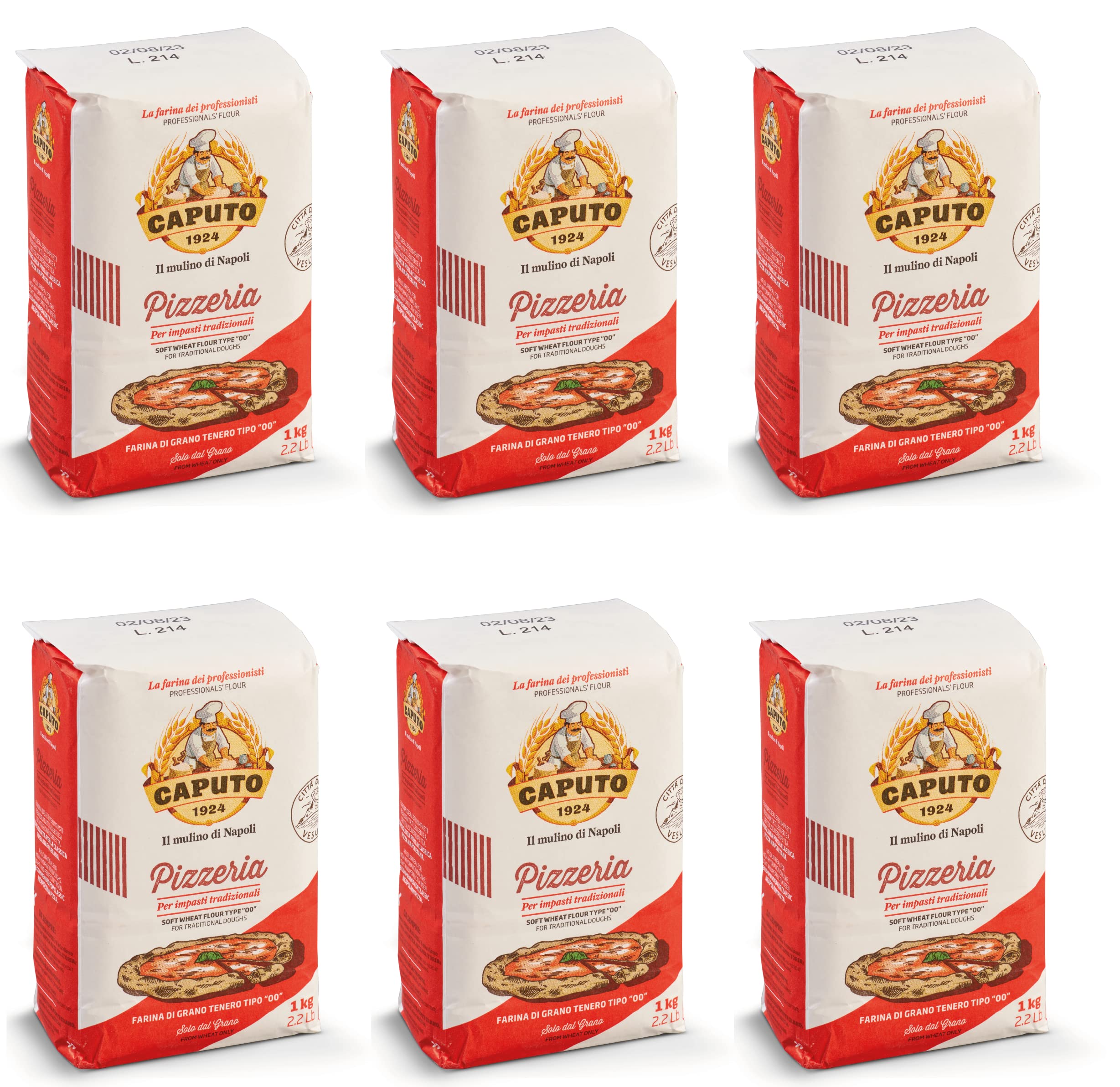 خرید از آمازون - 6 عدد آرد Molino Caputo Pizzeria von Pizza Napoli Pizzamehl، 1 کیلوگرم