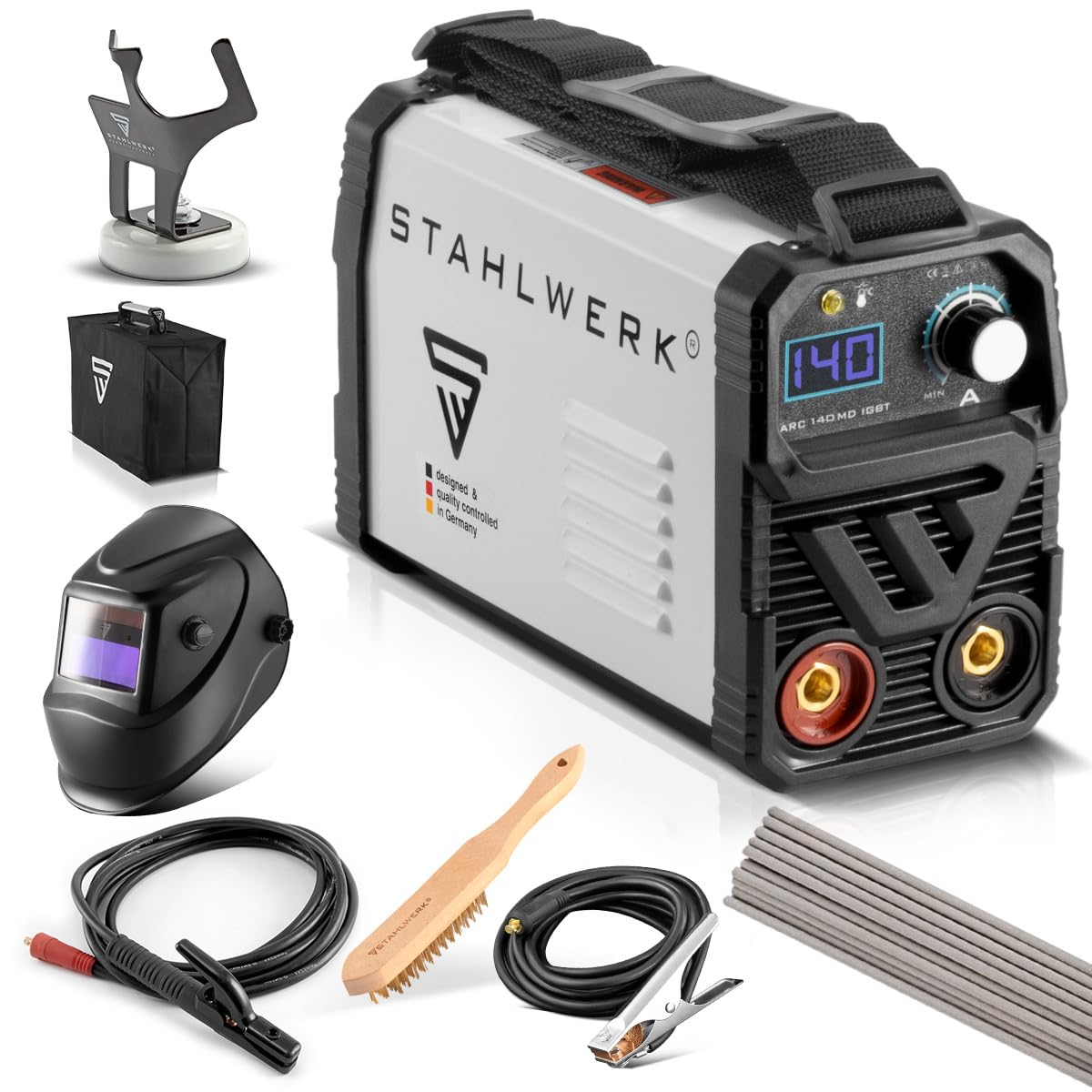 خرید از آمازون - دستگاه جوش STAHLWERK ARC 140 MD کاملا مجهز - DC MMA | دست الکترونیکی | اینورتر Lift-TIG با 140 آمپر تکنولوژی IGBT و تک برد 7 سال گارانتی سازنده