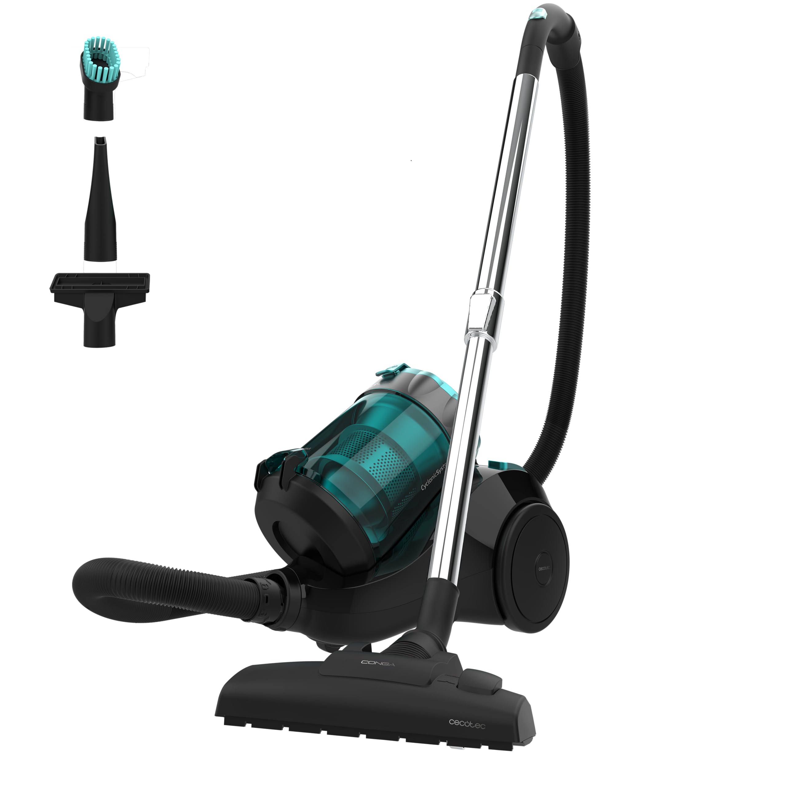 جارو برقی سکوتک اسپانیا بدون کیسه Cecotec مدل Conga Rockstar Multiceclonic Compact Plus مولتی سیکلون، ظرفیت ۲.۵ لیتر، فیلتر با راندمان بالا، لوله تلسکوپی فلزی