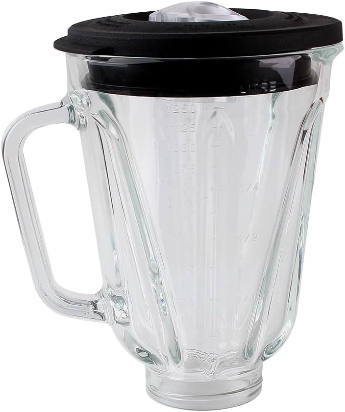 پارچ مخلوط کن شیشه ای همیلتون لوازم یدکی Veterger با درب، سازگار با همیلتون بیچ میکسر (5 فنجان) 5 فنجان