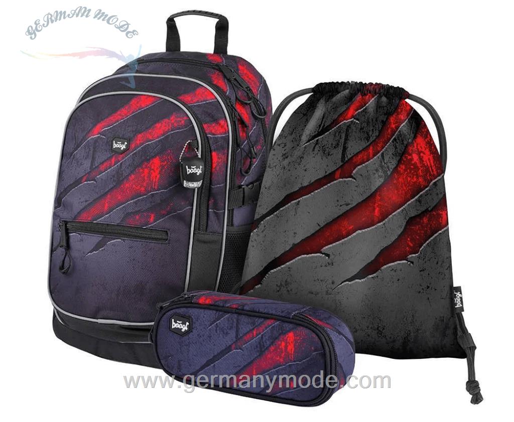 ست 3 تایی کوله پشتی مدرسه کوله ورزشی جامدادی پسرانه بگل Baagl Core Lava Rucksack Set 3tlg Rucksack Federmäppchen Turnbeutel