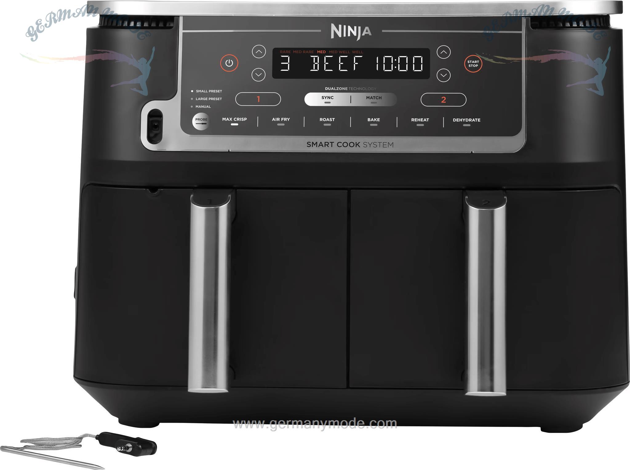 سرخ کن نینجا آمریکا Ninja Foodi MAX Dual Zone Heißluftfritteuse mit digitalem Bratenthermometer AF451EU