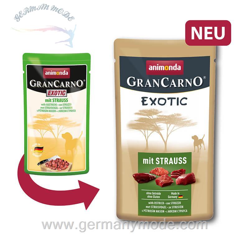 غذا مرطوب سگ از گوشت های انتخاب شده آنیموندا آلمان Animonda GranCarno Exotic 16x125g Strauß