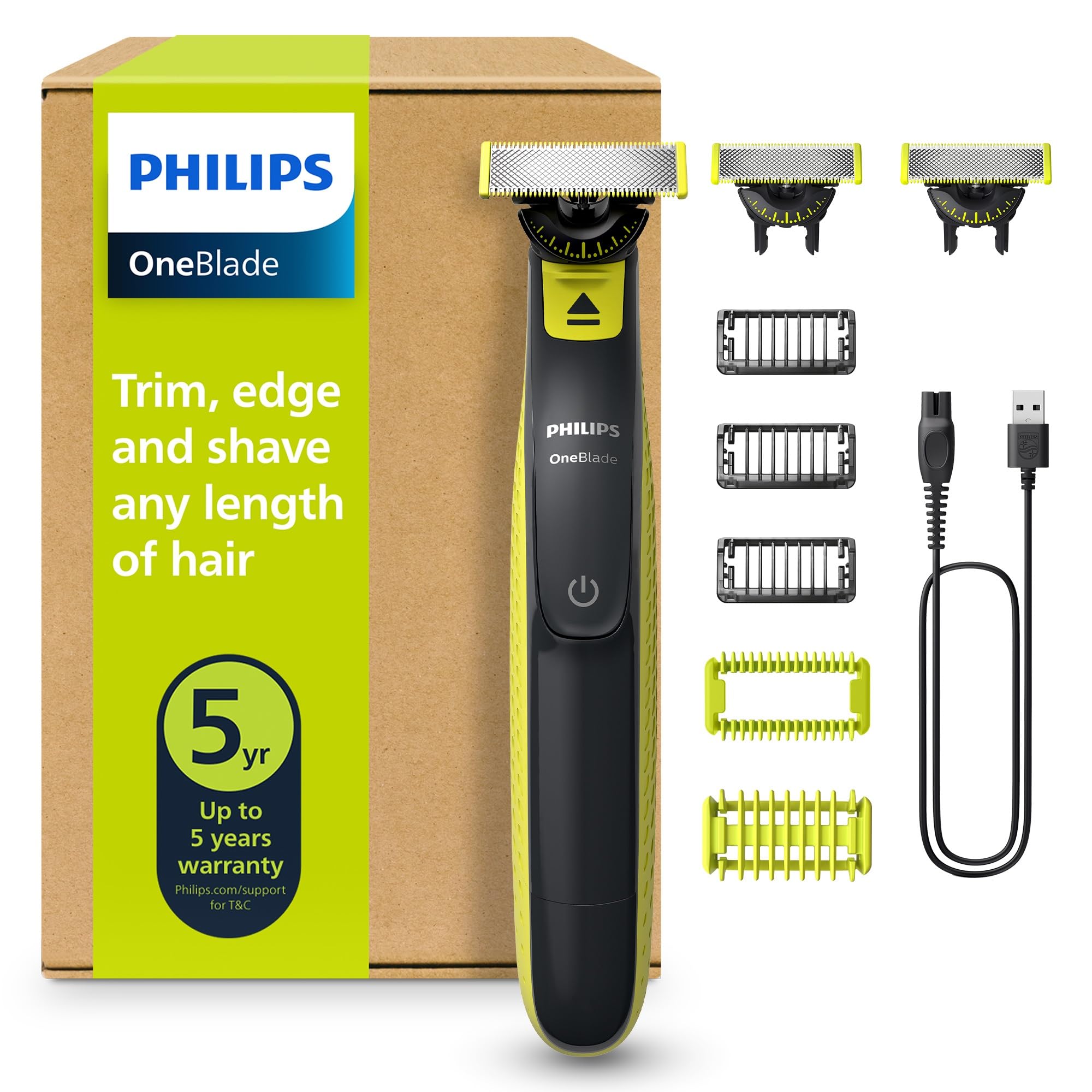 ماشین اصلاح صورت و بدن فیلیپس هلند PHILIPS OneBlade 360 Face QP2824/31 تیغه ۳۶۰ درجه، ۳ سری اصلاح (۱/۳/۵ میلی‌متر) خشک و مرطوب