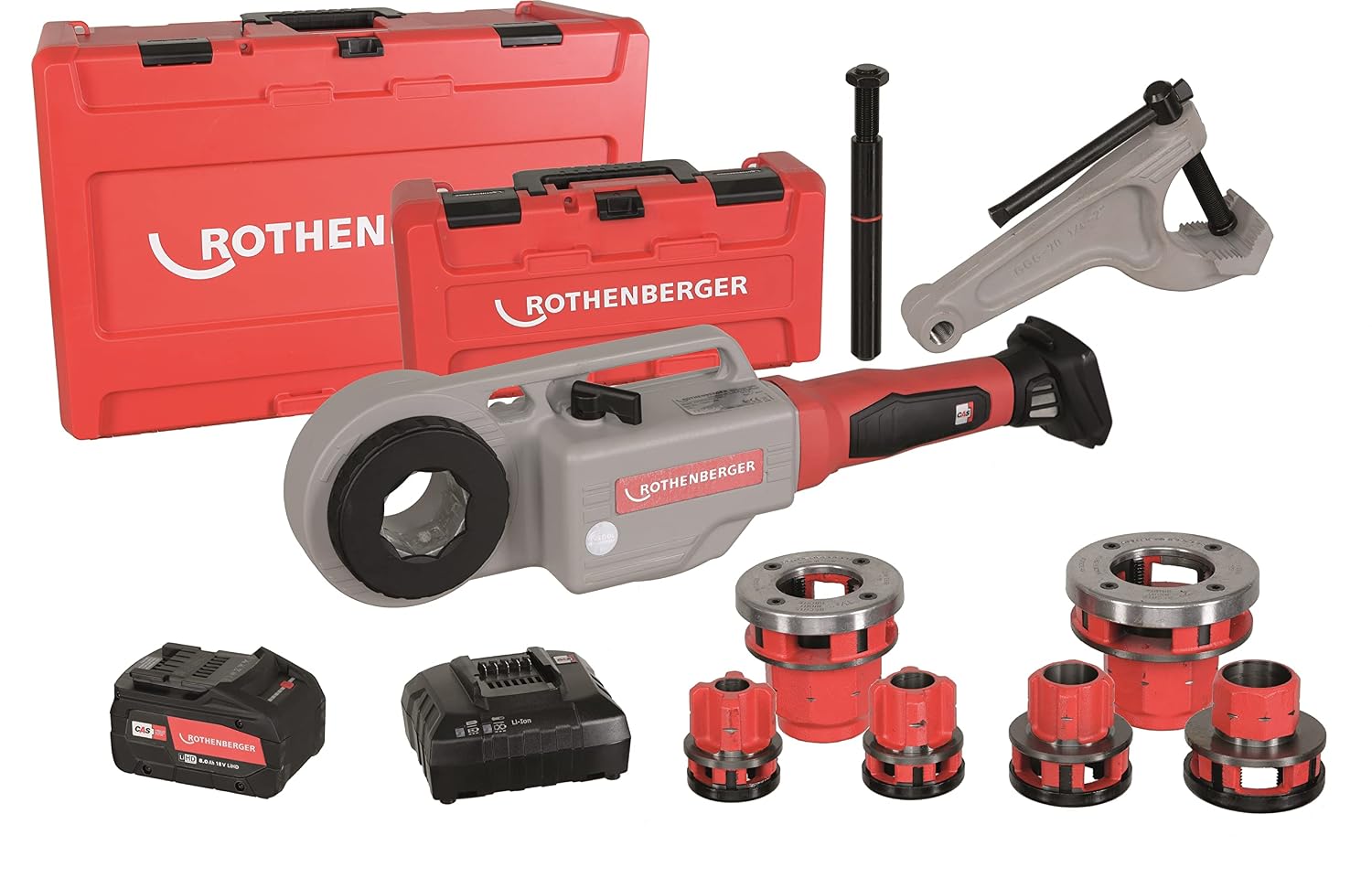 دستگاه برش رزوه شارژی نخ‌زنی روتنبرگر آلمان Rothenberger SUPERTRONIC 2000 E مدل با باتری Li-Power و کاور ROCASE، شامل ROFIX-Adapter و ROBP 18/4 Li-Power Akku | مدل 1000003389 | نخ‌زنی لوله