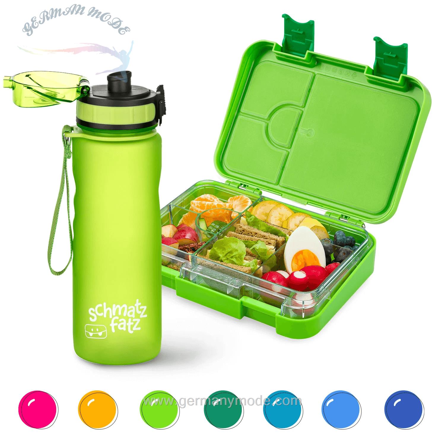ظرف غذا اسنک کودک و قمقمه کلارشتاین آلمان Klarstein schmatzfatz Frühstücksset, Trinkflasche, Lunchbox Grun
