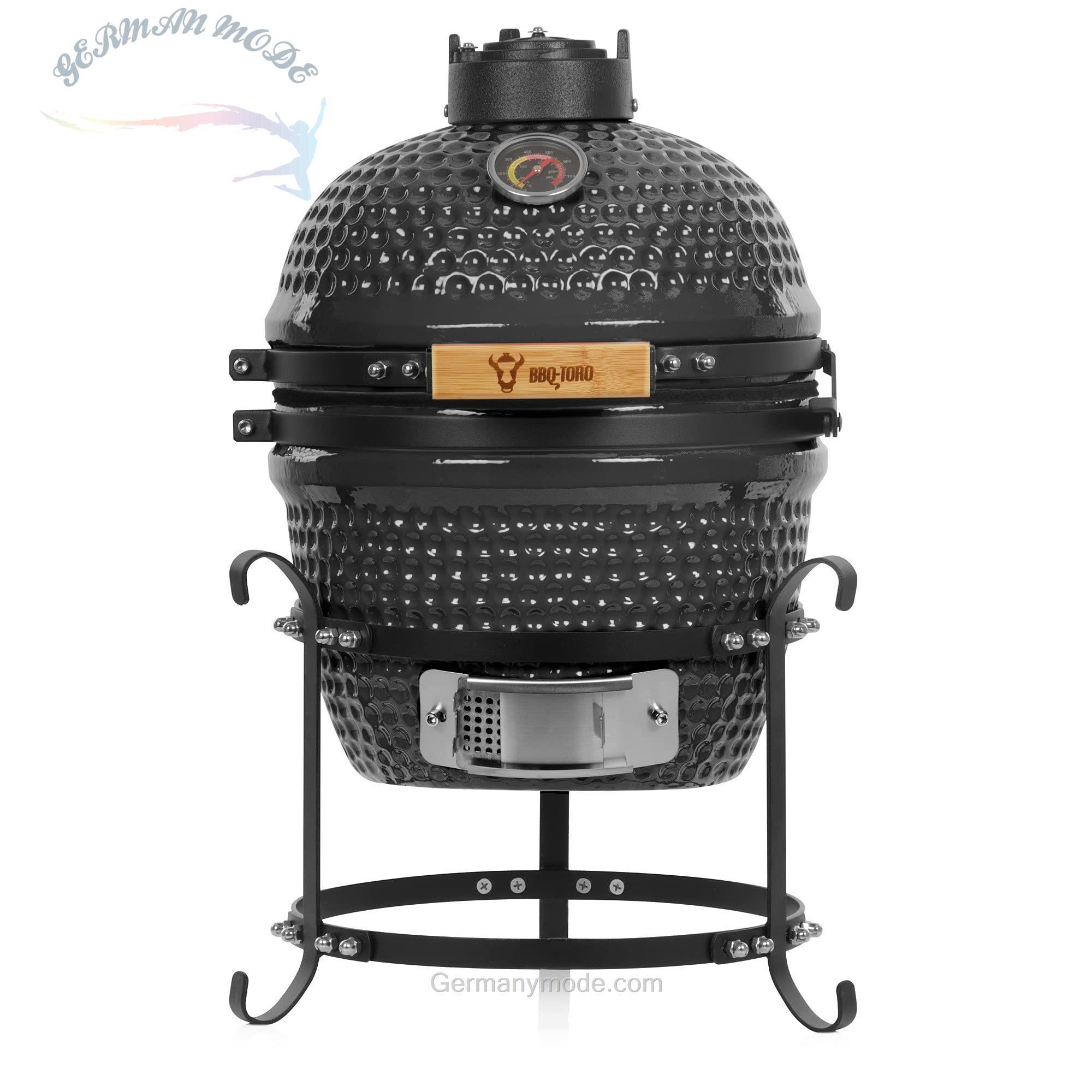 گریل باربیکیو زغالی سرامیکی BBQ-Toro Kamado Grill Haiiro زغالی Ø 32 سانتی متر با دماسنج دسته چوبی | خاکستری | گریل سرامیکی کامادو، مینی کباب پز زغالی، گریل مینی کامادو، گریل سرامیکی
