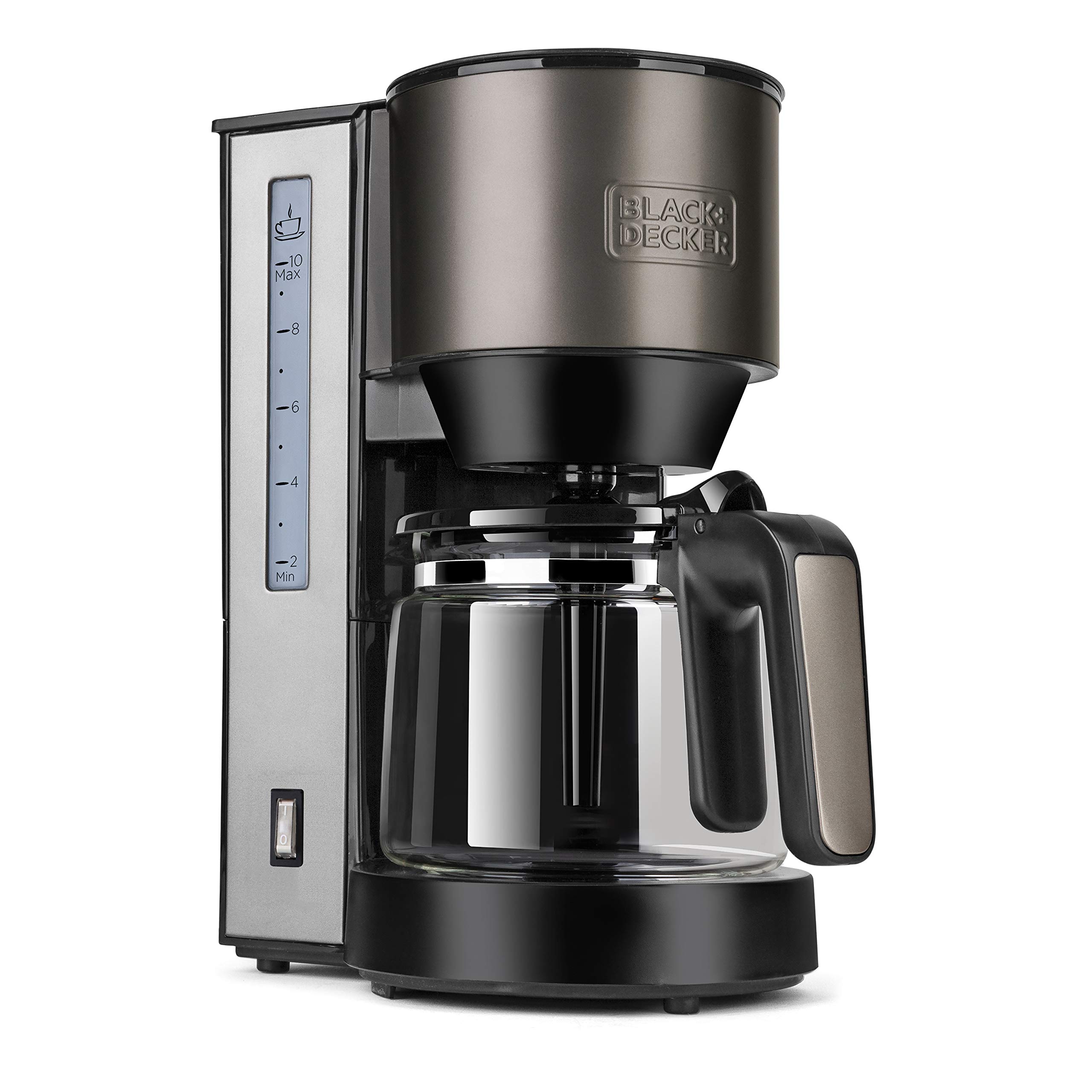 قهوه ساز فیلتری بلک اند دکر آمریکا BLACK+DECKER BXCO870E - قهوه ساز فیلتر، 870 وات، 1.25 لیتر، قهوه برای 10 فنجان، عملکرد گرم نگه داشتن، سیستم دم کردن بدون هم زدن، فولاد ضد زنگ