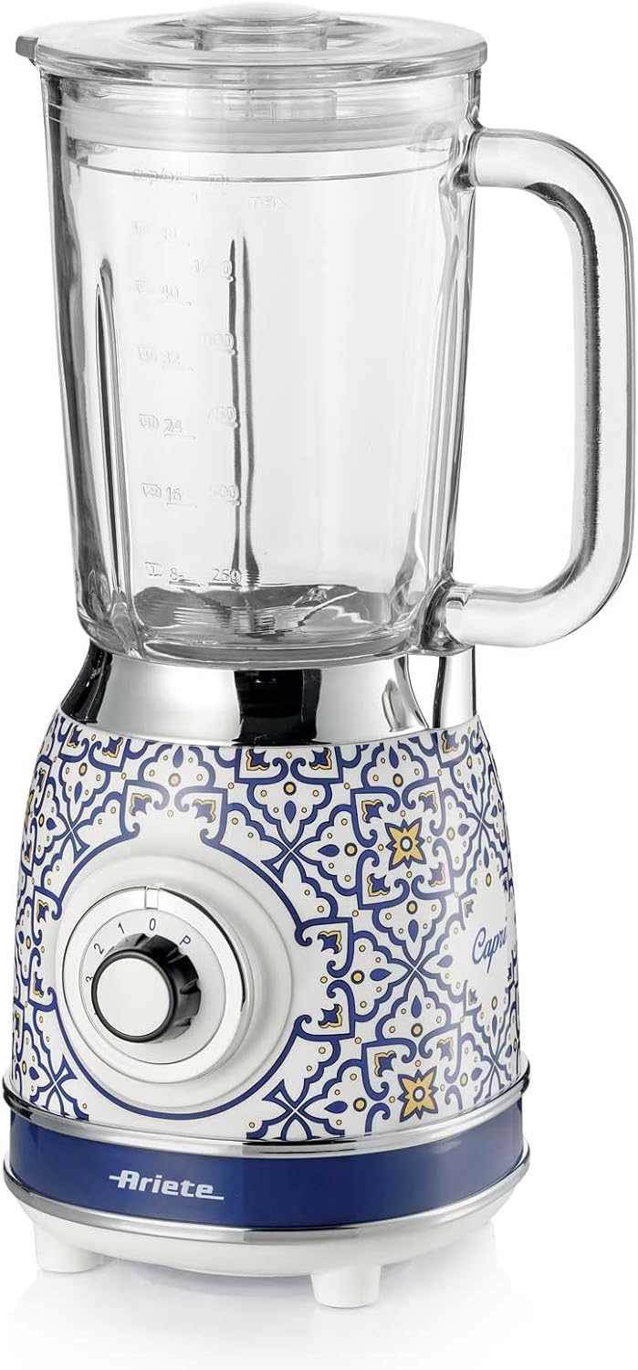 مخلوط کن با طراحی آریته ایتالیا Ariete 583 Capri پارچ شیشه ای 1.5 لیتری، 4 تیغه استیل ضد زنگ، 4 سرعت + پالس، 1000 وات