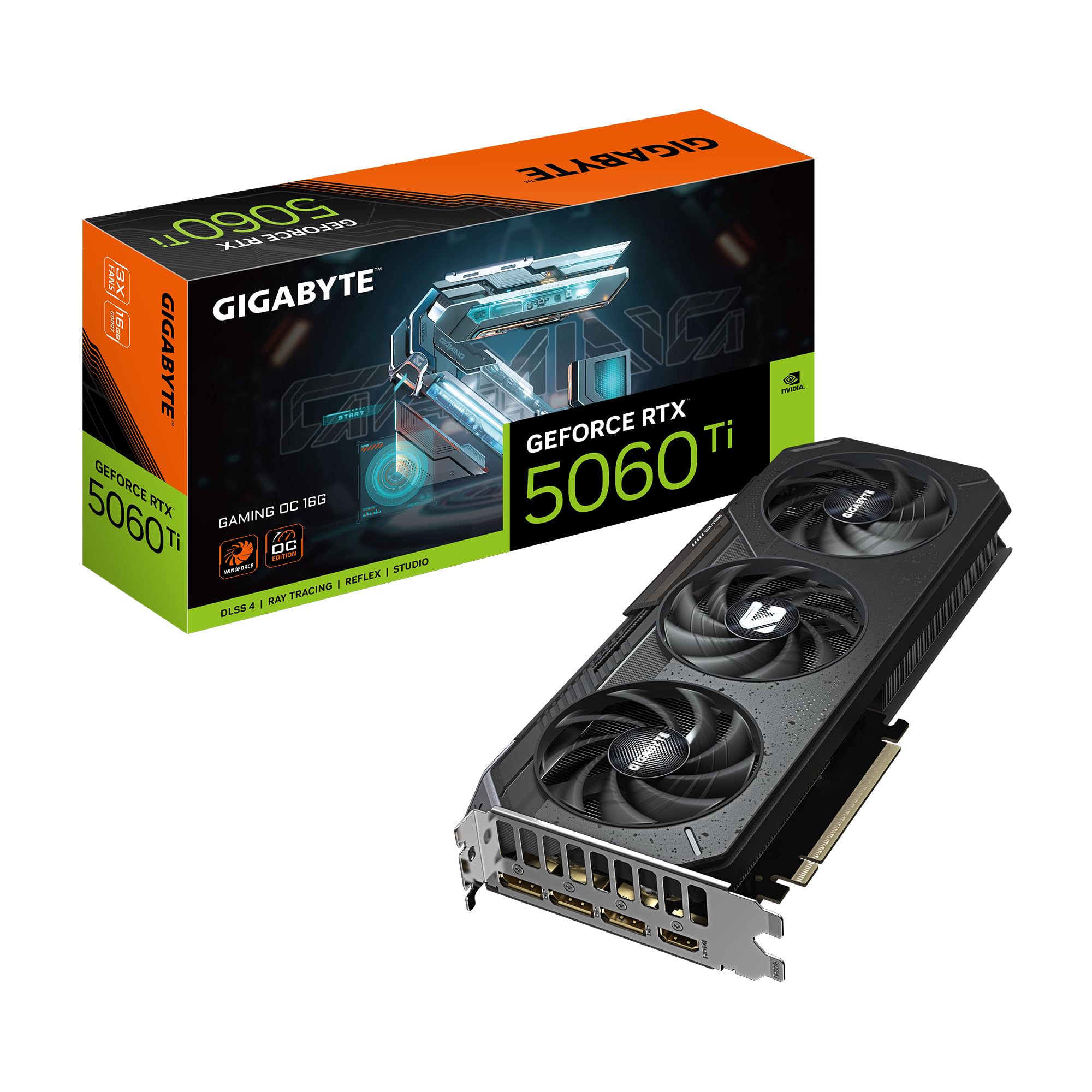 کارت گرافیک گیگابایت GeForce RTX 5060 Ti Gaming OC 16G - 16 گیگابایت GDDR7، 128 بیت، PCI-E 5.0، فرکانس 2647 مگاهرتز، 3 پورت DisplayPort، 1 پورت HDMI، GV-N506TGAMING OC-16GD تمام قد/تمام طول (FH/FL)