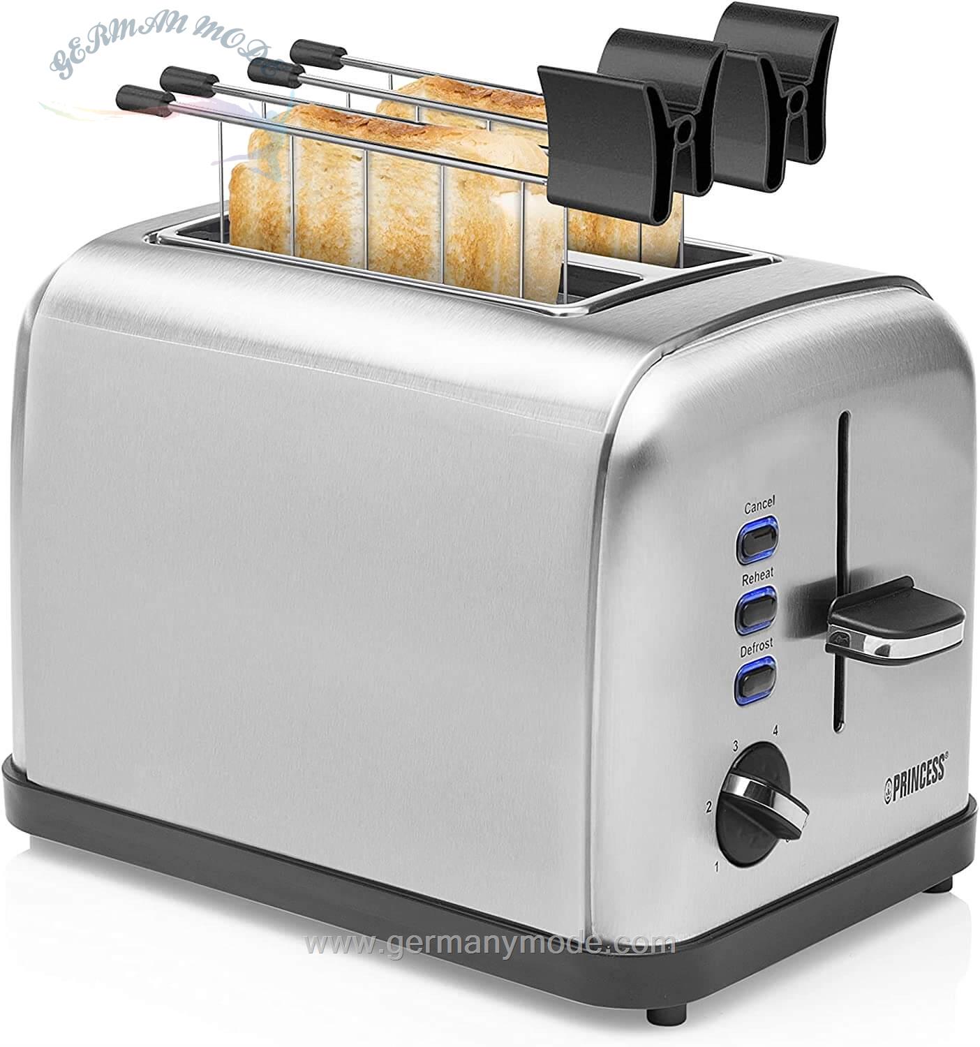 توستر پرینسس هلند Princess Edelstahl Toaster mit zwei Schlitze – herausnehmbares Krümmelfach - 142354