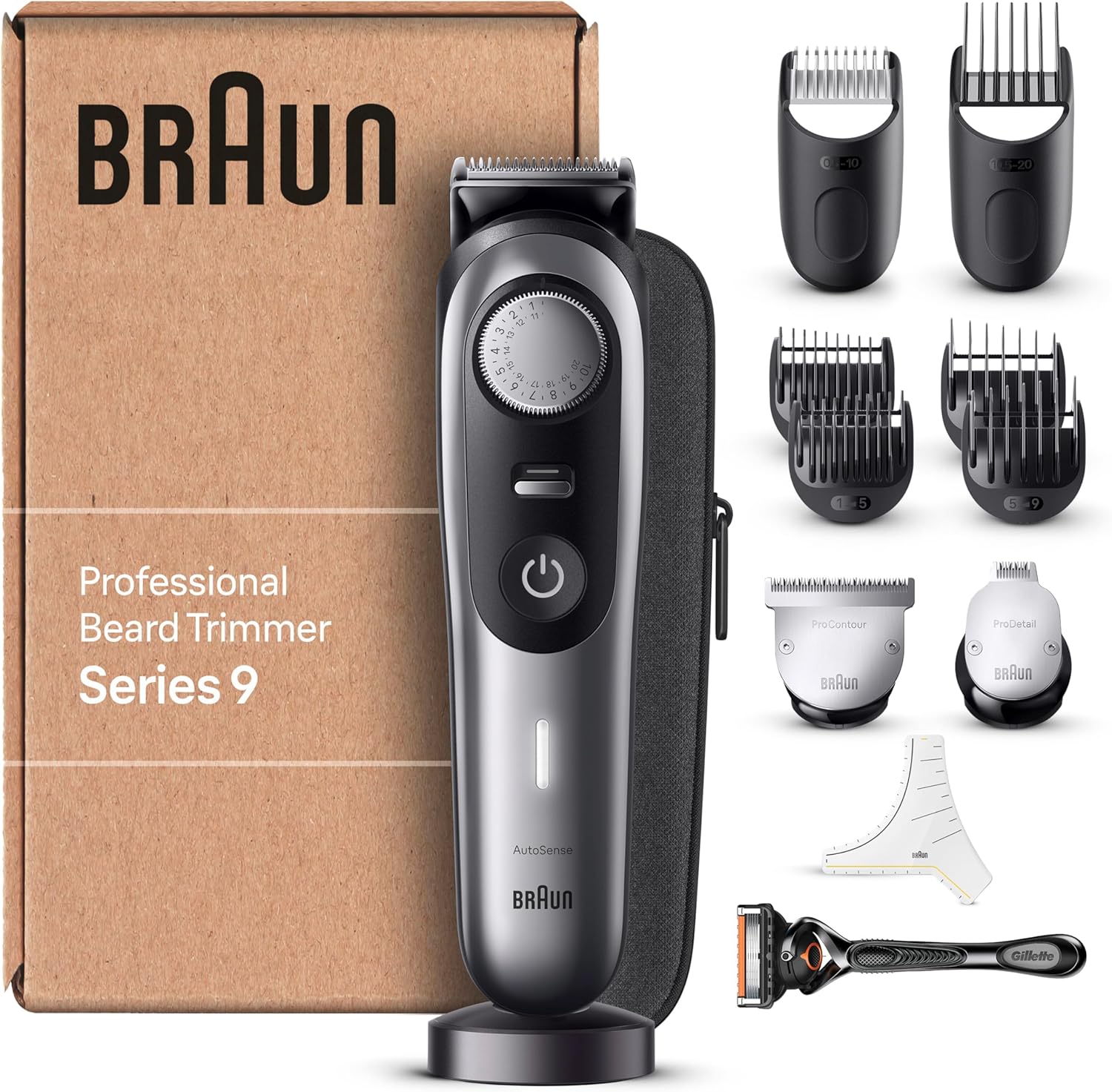 ماشین اصلاح سر و صورت براون آلمان Braun BT9440 سری ۹، اصلاح ریش مردانه، ۴۰ حالت، پایه شارژ، کیف مسافرتی، شابلون ریش، ۱۸۰ دقیقه کارکرد بدون سیم