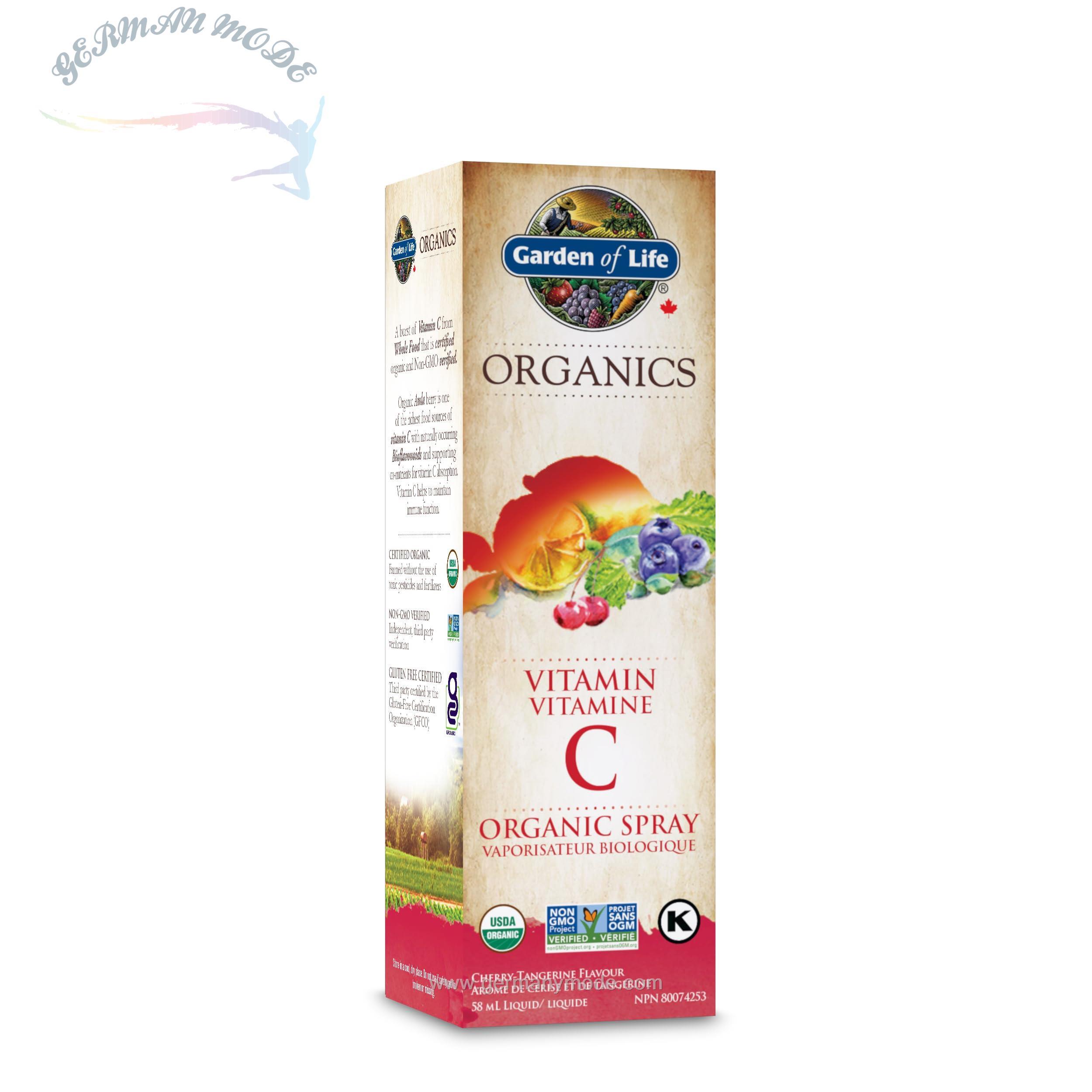 اسپری ارگانیک ویتامین C - گیلاس نارنگی 58 میلی لیتر Garden Of Life mykind Organics