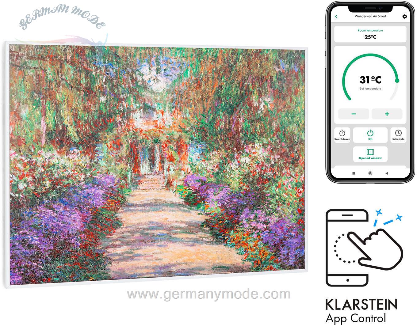 بخاری برقی مادون قرمز هوشمند کلارشتاین آلمان Klarstein Wonderwall Air Art Smart Infrarotheizung 60*60cm Design Gartenweg