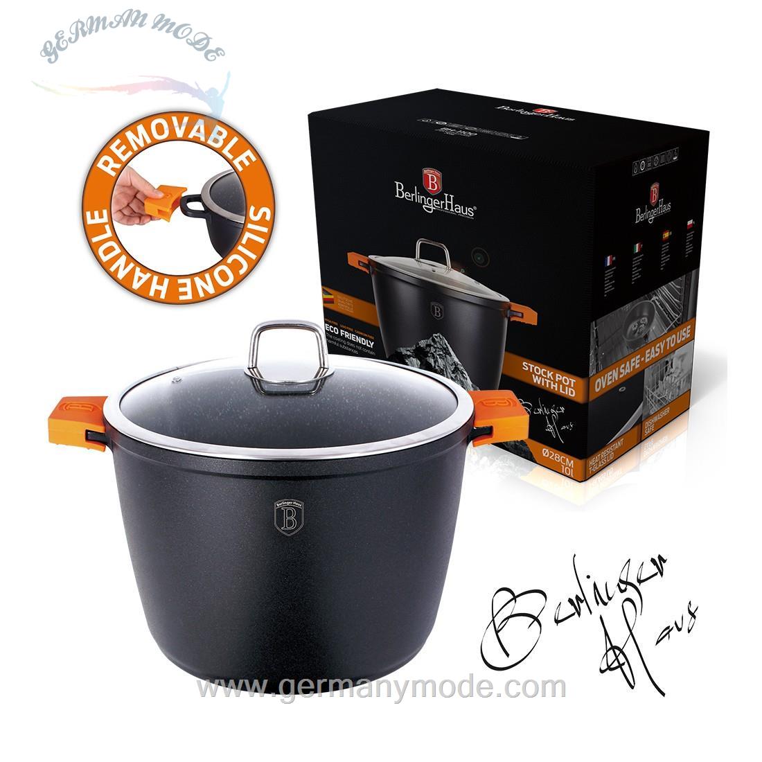 قابلمه گرانیت 28 سانت درب دار برلینگر هاوس مجارستان BerlingerHaus STOCK POT 28 CM BERLINGER HAUS BH/1101N GRANITE DIAMOND LINE