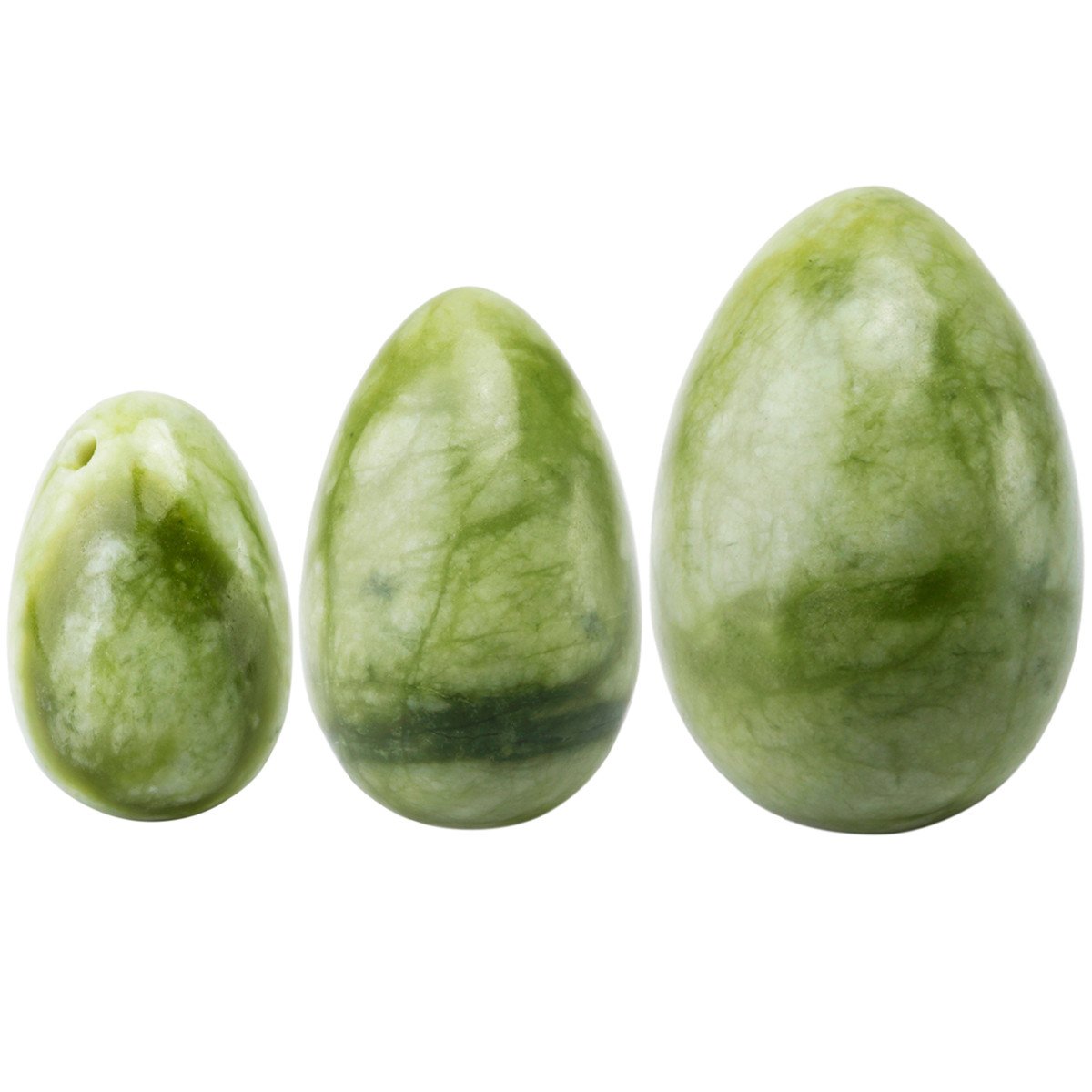 خرید از آمازون - mookaitedecor Green Jade Yoni Eggs Kegel Balls Trainer Floor Legvic ست با 3 سایز، سنگ های ماساژ Ben Wa Balls برای ورزش کف لگن و مثانه و ریکاوری واژن پس از زایمان
