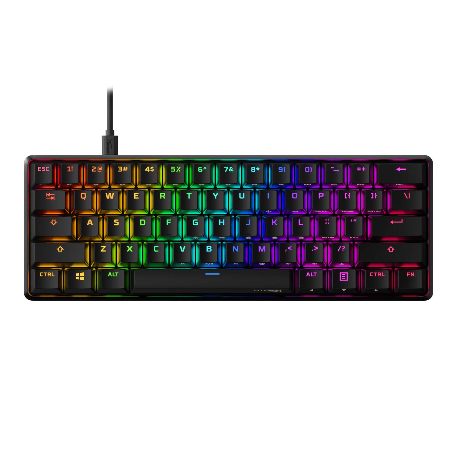 خرید از آمازون - HyperX Alloy Origins 60 - صفحه کلید بازی مکانیکی، ضریب فرم 60% فوق العاده فشرده، سوئیچ قرمز HyperX (خطی)، کلاهک کلیدهای PBT Double Shot، RGB LED، نرم افزار NGENUITY سازگار، مشکی تک