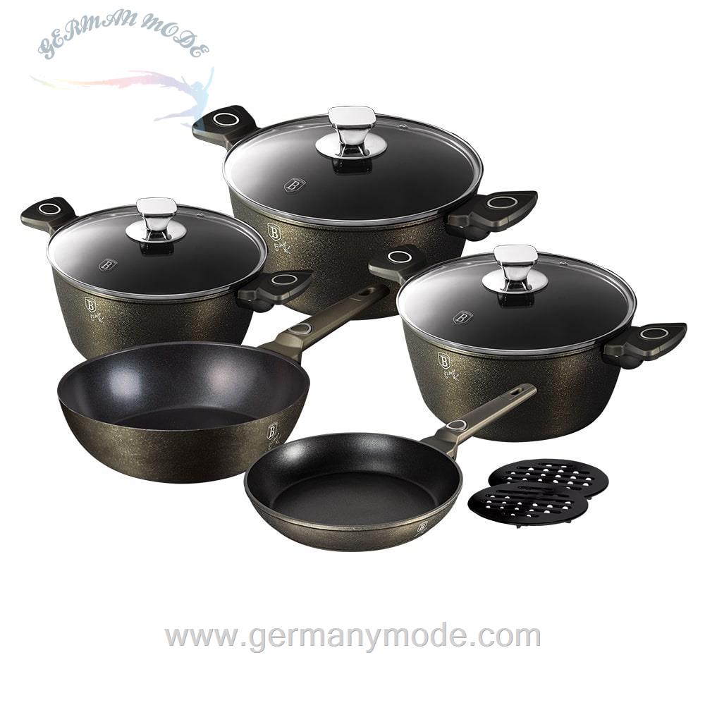 سرویس قابلمه ماهیتابه زیر لیوانی 10 پارچه برلینگر هاوس مجارستان BerlingerHaus 10-PIECE COOKWARE SET BH-7773 CRYSTAL COLLECTION