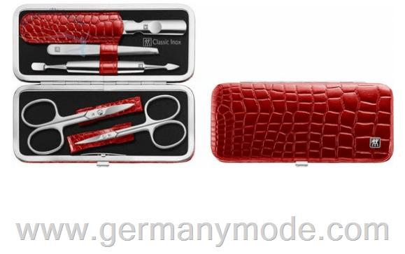 ست مانیکور پدیکور زولینگ آلمان Zwilling Maniküre-Etui 5 tlg Kroko-Lack
