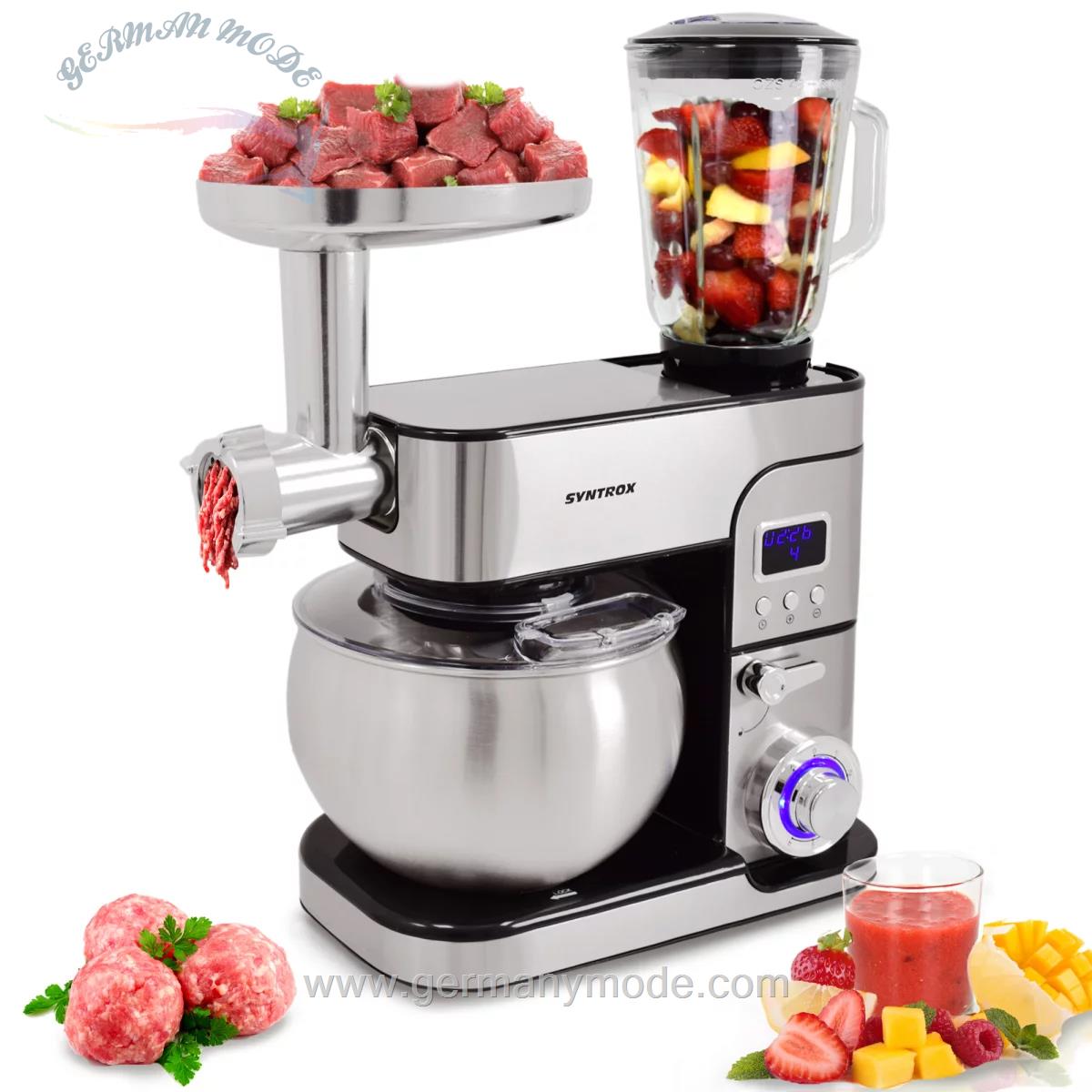 غذا ساز همه کاره سینتروکس آلمان Syntrox Küchengerät Marseille Edelstahl 6 Liter Küchenmaschine Fleischwolf Farbwahl Schwarz