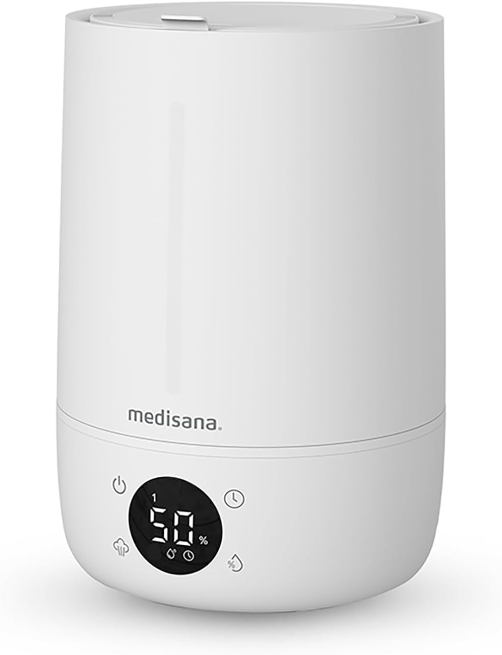 دستگاه رطوبت ساز medisana AH 663 با رطوبت سنج و فناوری اولتراسونیک، خوشبو کننده برقی هوا با نمایشگر LED، تایمر و حالت خواب، دیفیوزر برای دفتر، اتاق خواب، اتاق نشیمن، اتاق کودک