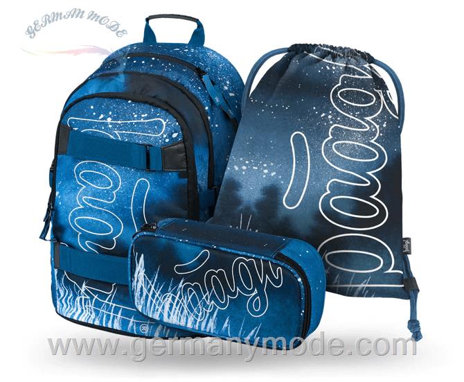 ست 3 تایی کوله پشتی مدرسه کوله ورزشی جامدادی پسرانه بگل Baagl Skate Steel Rucksack Set 3tlg Rucksack Federmäppchen Turnbeutel