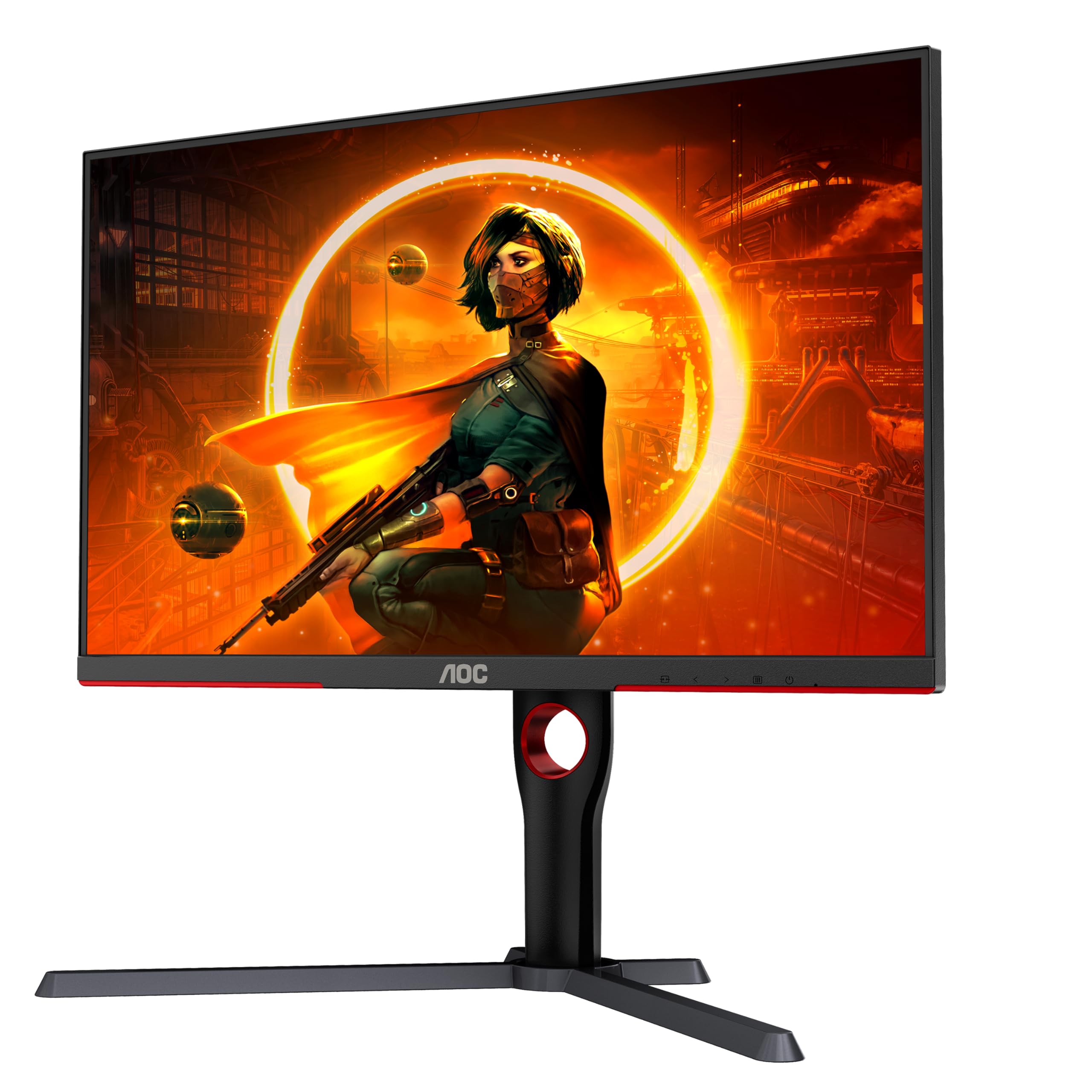 مانیتور AOC Gaming Q27G3XMN - مانیتور 27 اینچی QHD، 180 هرتز، FreeSync Prem. Pro., HDR1000 (2560x1440, 1 ms GtG, HDMI, Display Port) مشکی-قرمز 180 هرتز - مینی LED قابل تنظیم ارتفاع 27 اینچ QHD