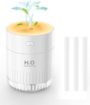دستگاه خوشبو کننده هوا رطوبت ساز LKV Mini Humidifier Indoor Humidifier با نور LED، عملکرد خاموش شدن خودکار و دو حالت مه پاش مناسب برای استفاده در اتومبیل، اتاق خواب و ادارات سفید