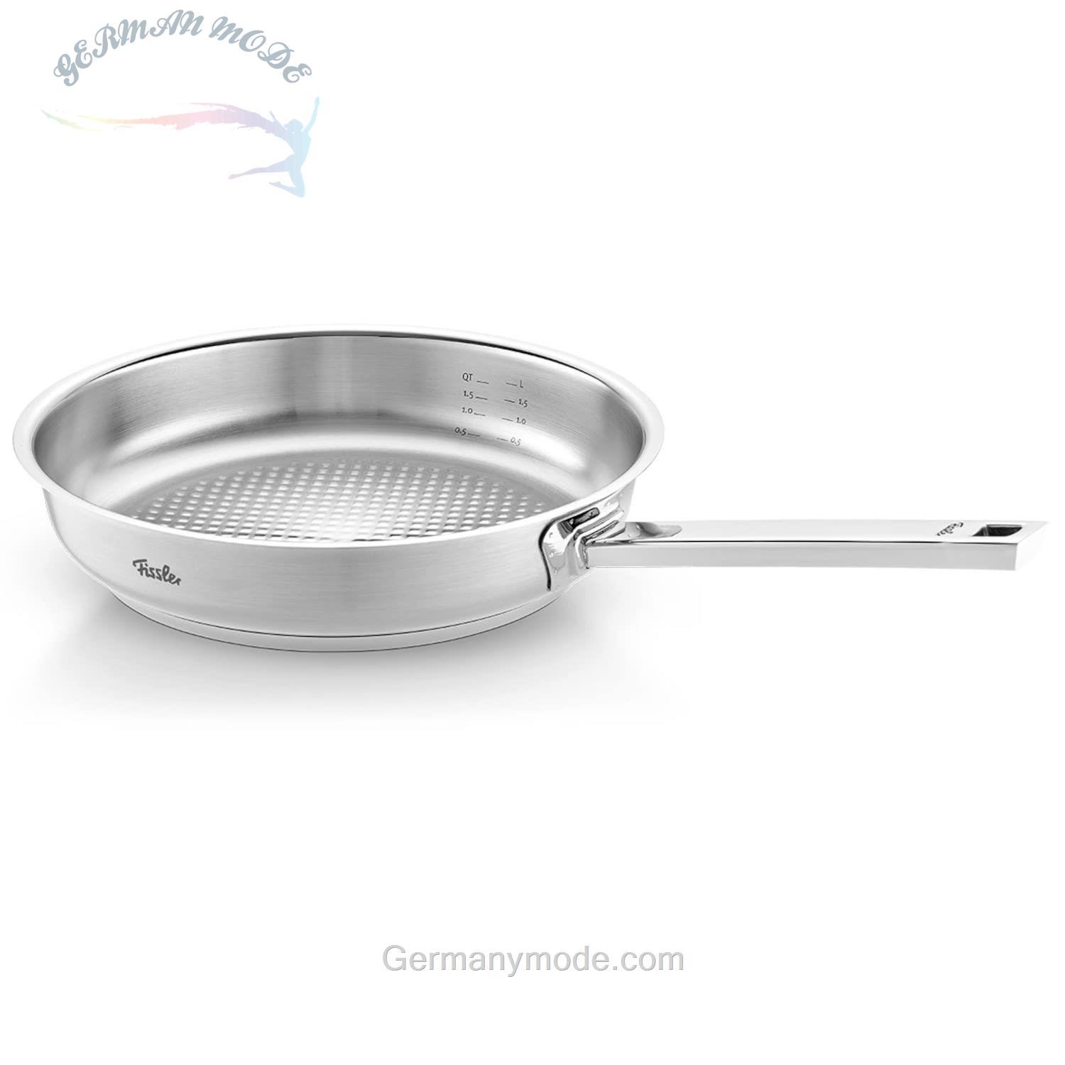 ماهیتابه 28 سانت فیسلر از جنس استنلس استیل Fissler Original-Profi Collection (Ø 28 سانتی متر) با ترازو داخلی، سطح پخت گریل Novogrill – سازگار با القایی
