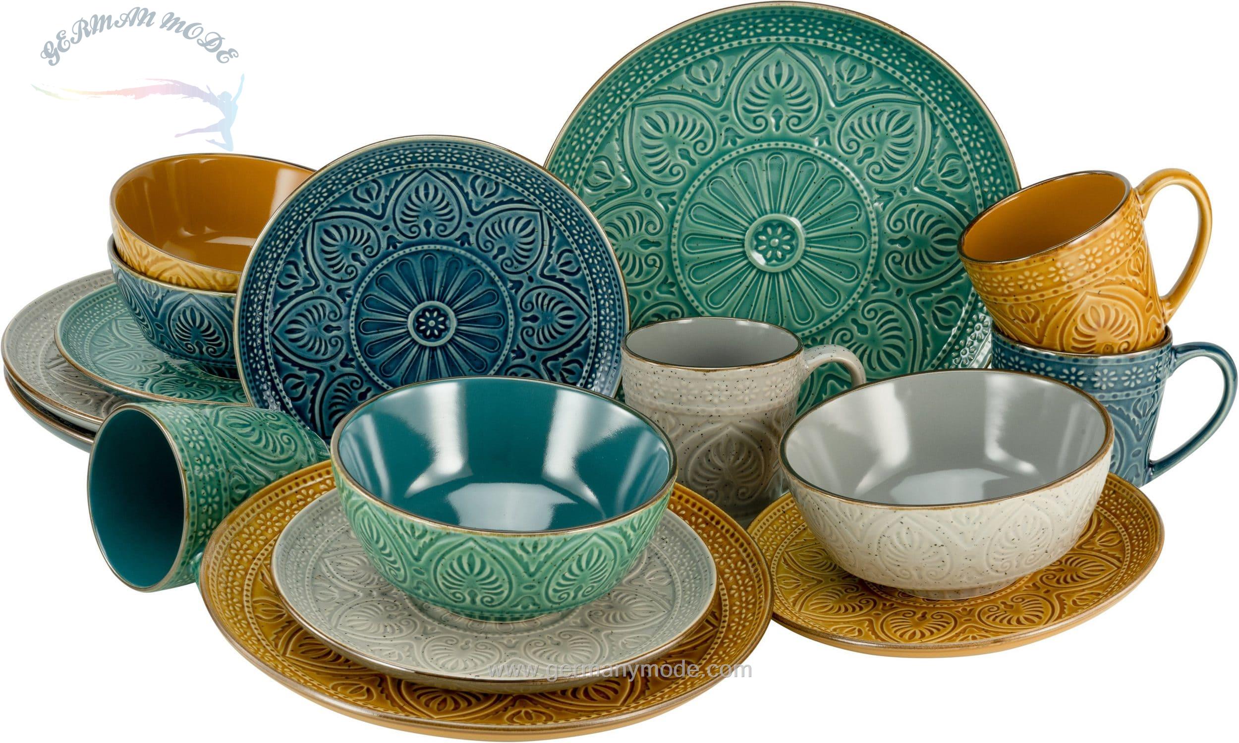 سرویس غذاخوری سفالی 16 پارچه 4 نفره کراتیبل CreaTable Kombiservice »Samarkand« (16-tlg), Steinzeug, handwerklicher Charakter