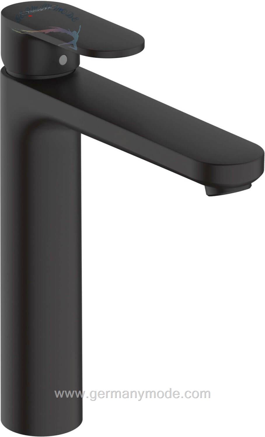 شیر مخلوط روشویی پایه بلند هانس گروهه آلمان Hansgrohe Vernis Blend 190 mit Zugstangen Ablaufgarnitur schwarz matt 71552670